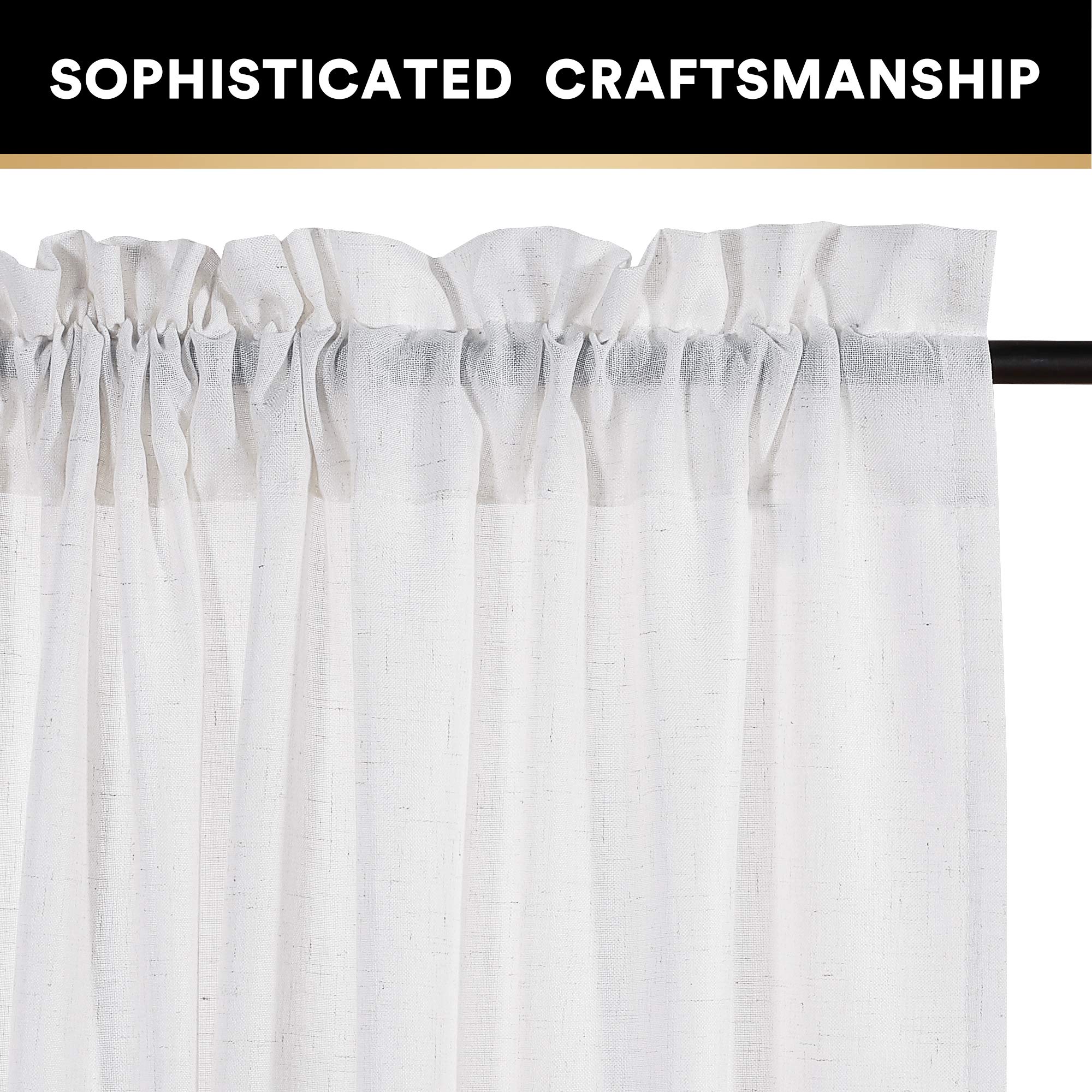 PrinceDeco 63 Inch Linen Curtains - Rod Pocket Window Drapes for Bedroom, Farmhouse & Country Decor - Thick Burlap Look Linen Panels (Off White, 52