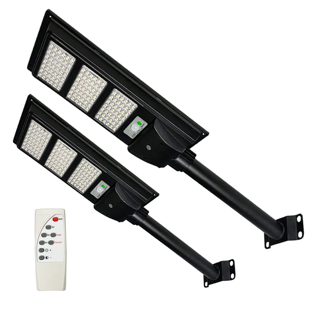 20000LM Solar Street Lights Outdoor - Dusk to Dawn Motion Sensor Security Lighting for Streets, Yards, Parking Lots (2 Pack) - Weatherproof & Energy Efficient Solar Powered Lights for Home & Commercial Use