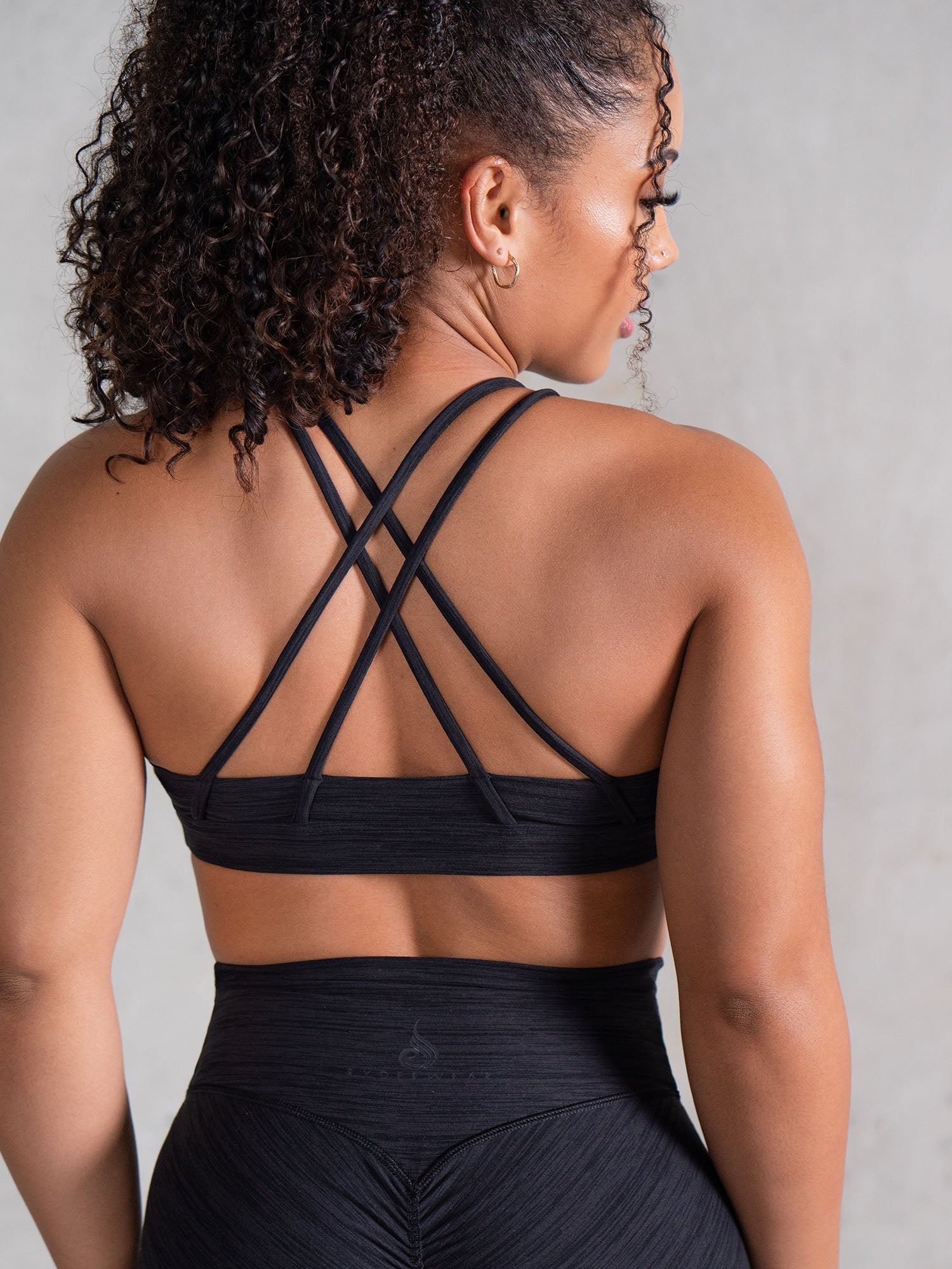 High-Performance Icon Scoop Neck Sports Bra - Black Marl | Workout, Yoga & Running Support