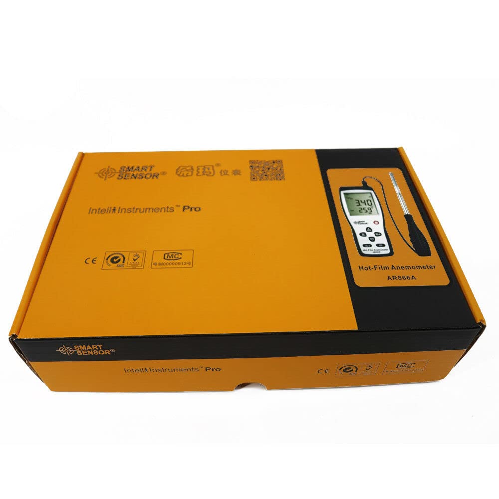 AR866A Hot Wire Thermo-Anemometer - Digital Air Flow Tester & Wind Speed Meter with Temperature Measurement (0.0-30M/S) - Perfect for HVAC, Industrial Ventilation, and Environmental Monitoring