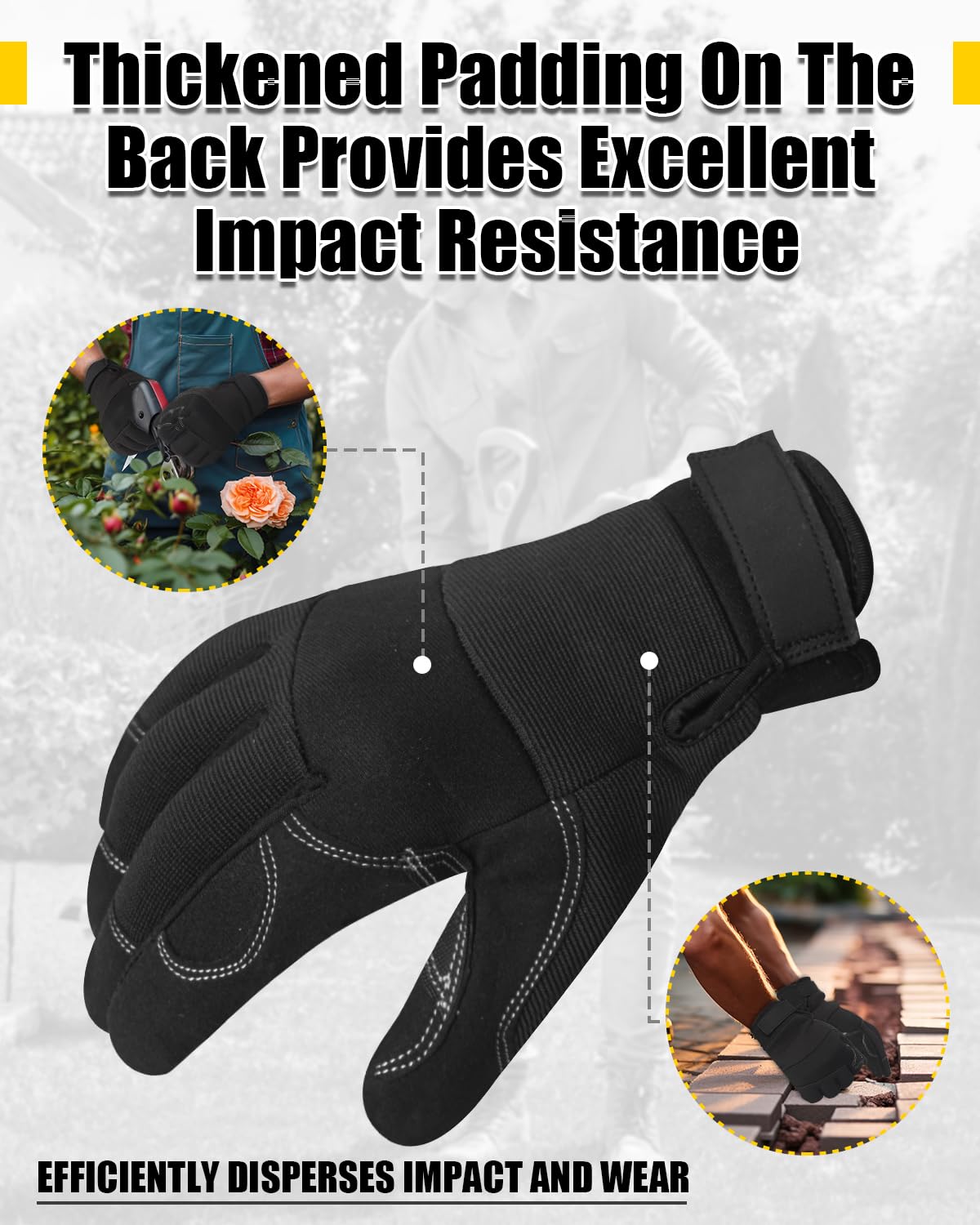 RIGWARL Work Gloves - Tear Resistant Safety Gloves for Men & Women with Thick Padding - Ideal for Woodworking & Warehouse Use