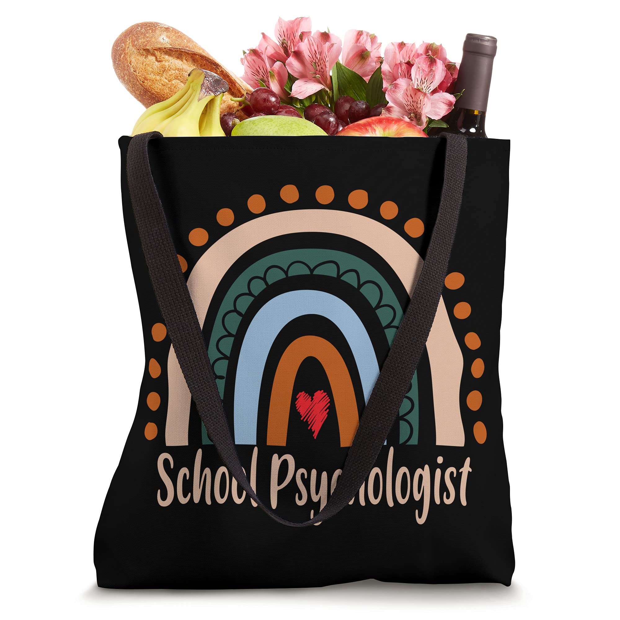Boho Rainbow Tote Bag for School Psychologists - Teacher Appreciation Gift, Back to School, Work & Everyday Use