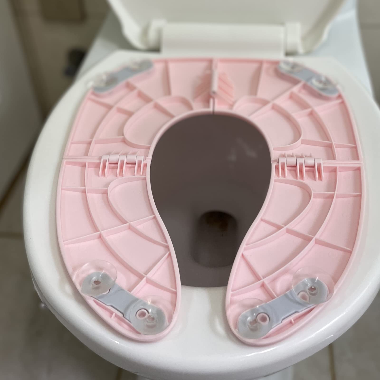 GRANDOTO Foldable Potty Training Seat for Toddlers - Portable Toilet Seat Cover with Non-Slip Suction Cups, Fits Most Standard Toilets (Pink) | Perfect for Travel, Home Use & Potty Training Kids