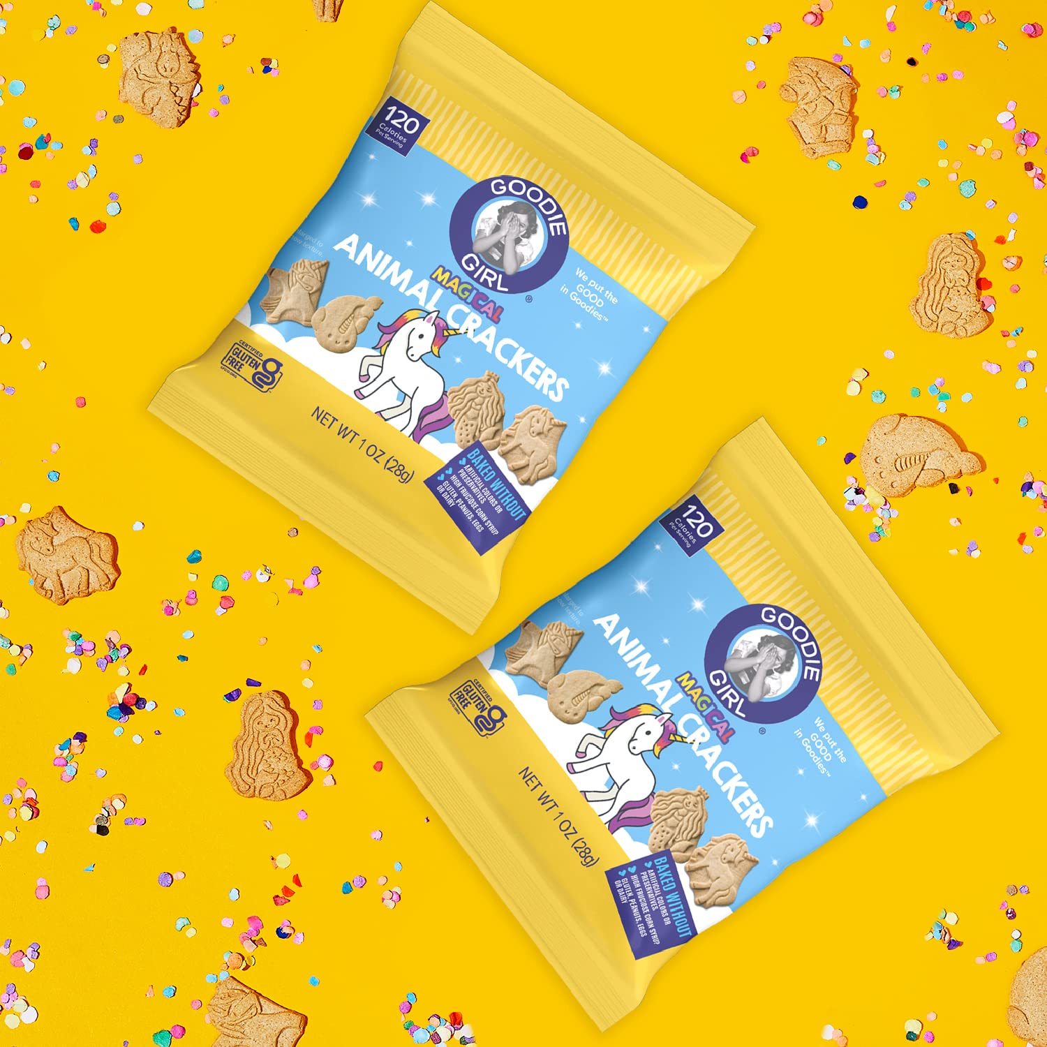 Goodie Girl Gluten Free Animal Crackers Snack Packs - 10 Pack | Vegan, Allergy Friendly (Peanut/Dairy/Egg Free), 120 Calorie per Pack | Perfect for School Lunches, Travel & Healthy Snacking