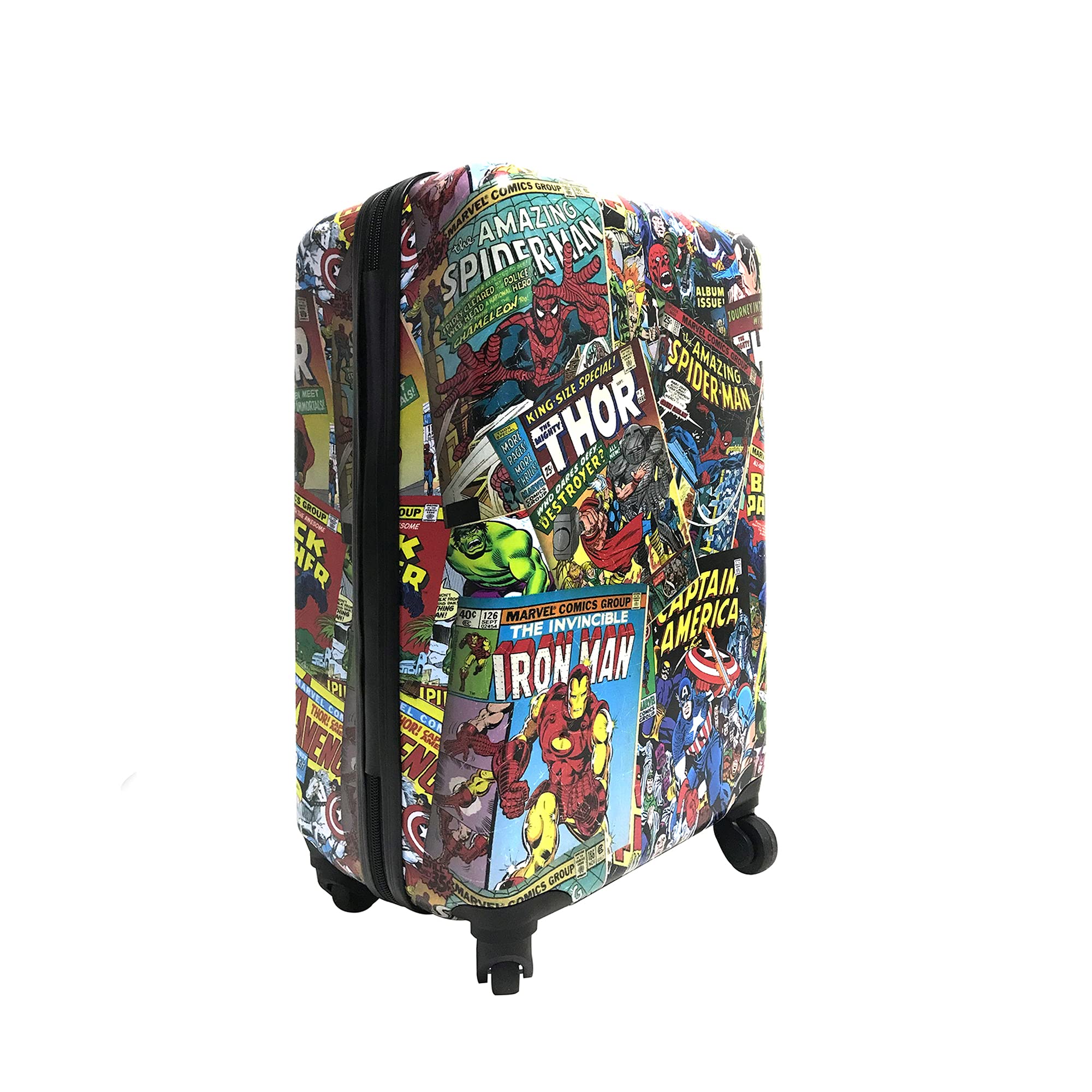 Marvel Comic Heroes 20-Inch Hard-Sided Spinner Luggage | Kids Carry-On Rolling Suitcase for Travel | Lightweight Durable Tween Travel Trolley | Perfect for Airplane Trips, School, and Family Vacations