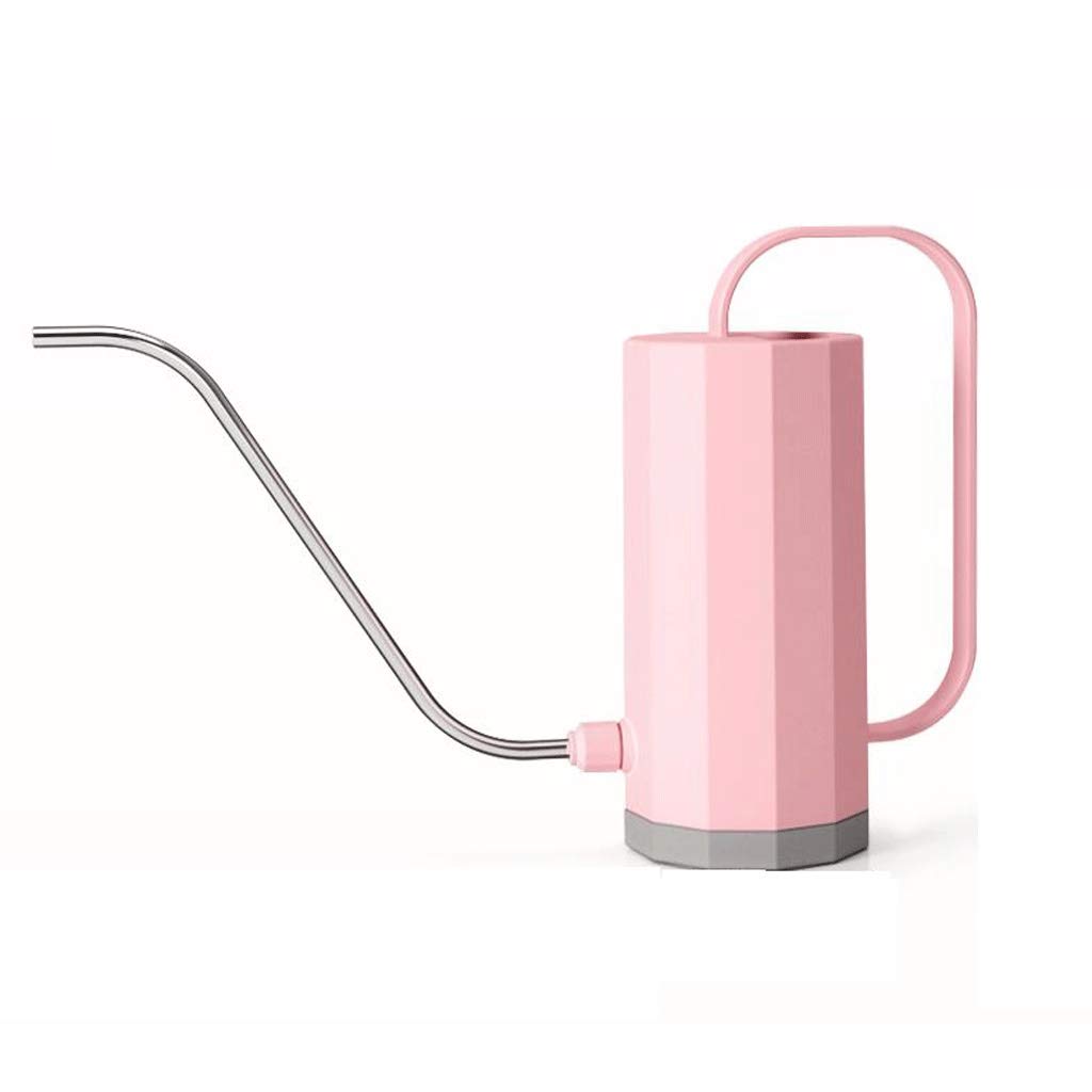 FABAX 1.2L Plastic Watering Can with Long Stainless Steel Spout - Pink Garden Watering Pot for Succulents, Flowers & Indoor/Outdoor Plants | Perfect for Precise Watering in Small Spaces & Delicate Plants