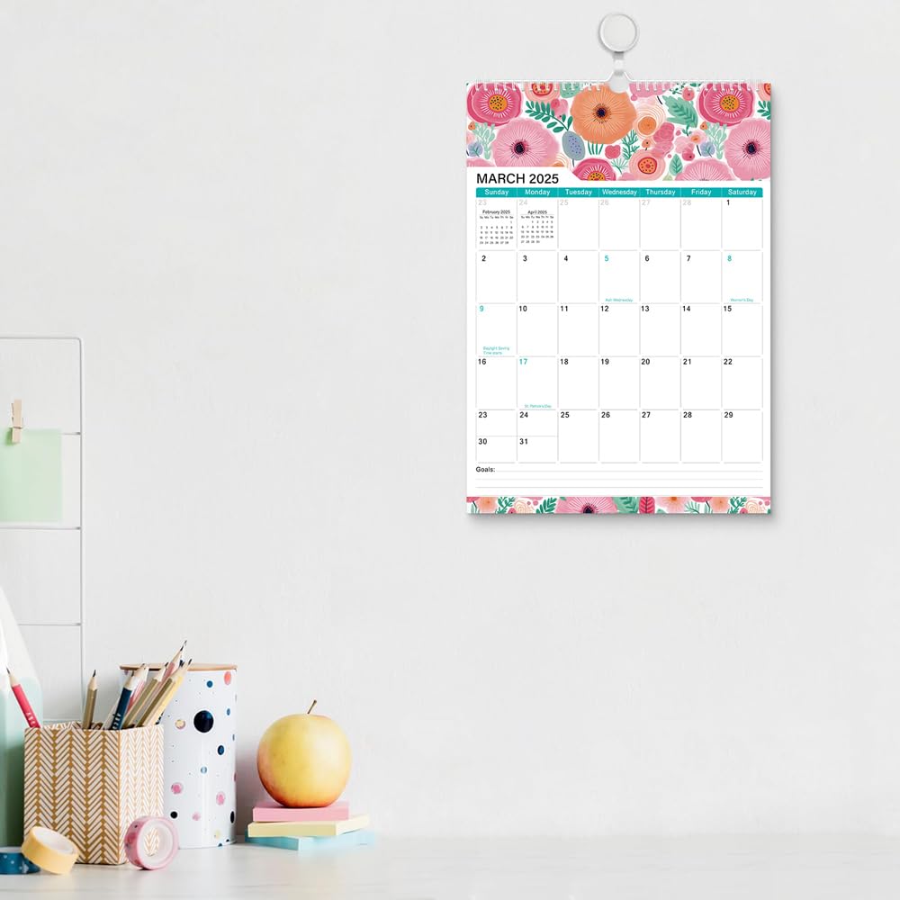 2024-2025 Wall Calendar | July 2024 - December 2025 Floral Hanging Planner | 17