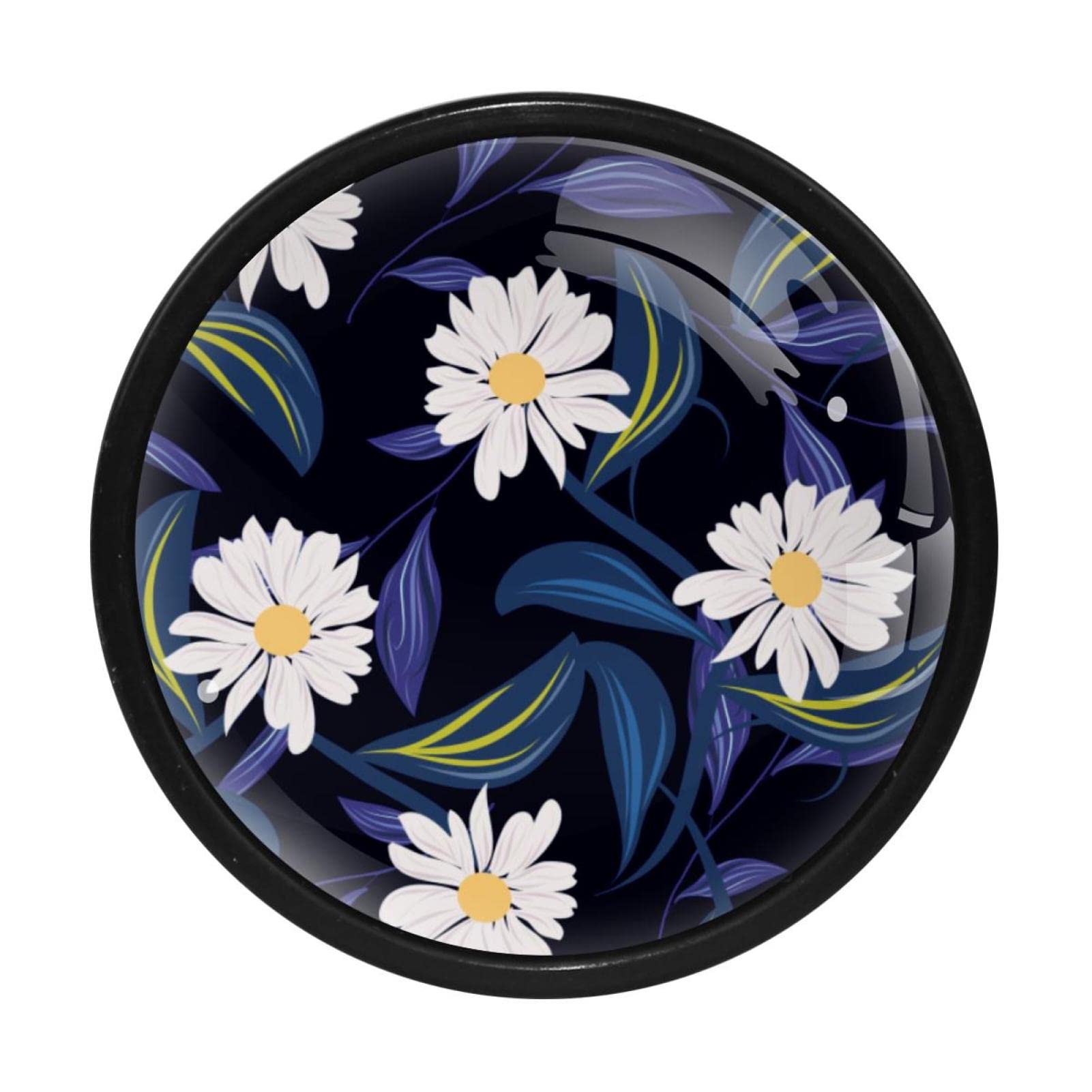 4 Pack 1.3 Inch Round Daisy Cabinet Knobs - Vintage Style Drawer Pulls for Kitchen Cabinets, Dressers & Furniture - Perfect for Home Renovation & DIY Projects