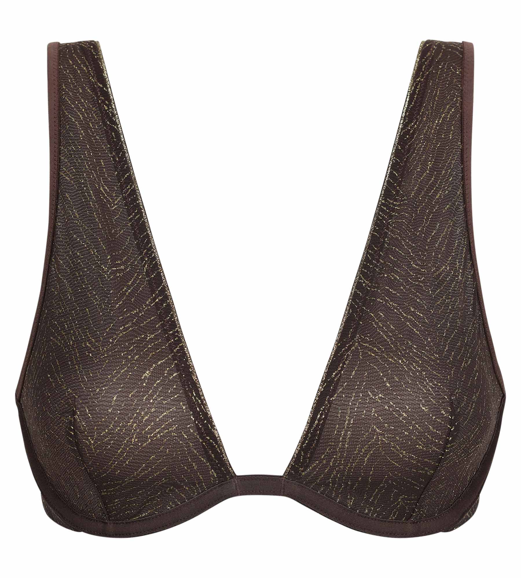 Dim Generous Chocolate & Gold Zebra Print Tulle Scarf Bra - Perfect for Date Nights & Special Occasions