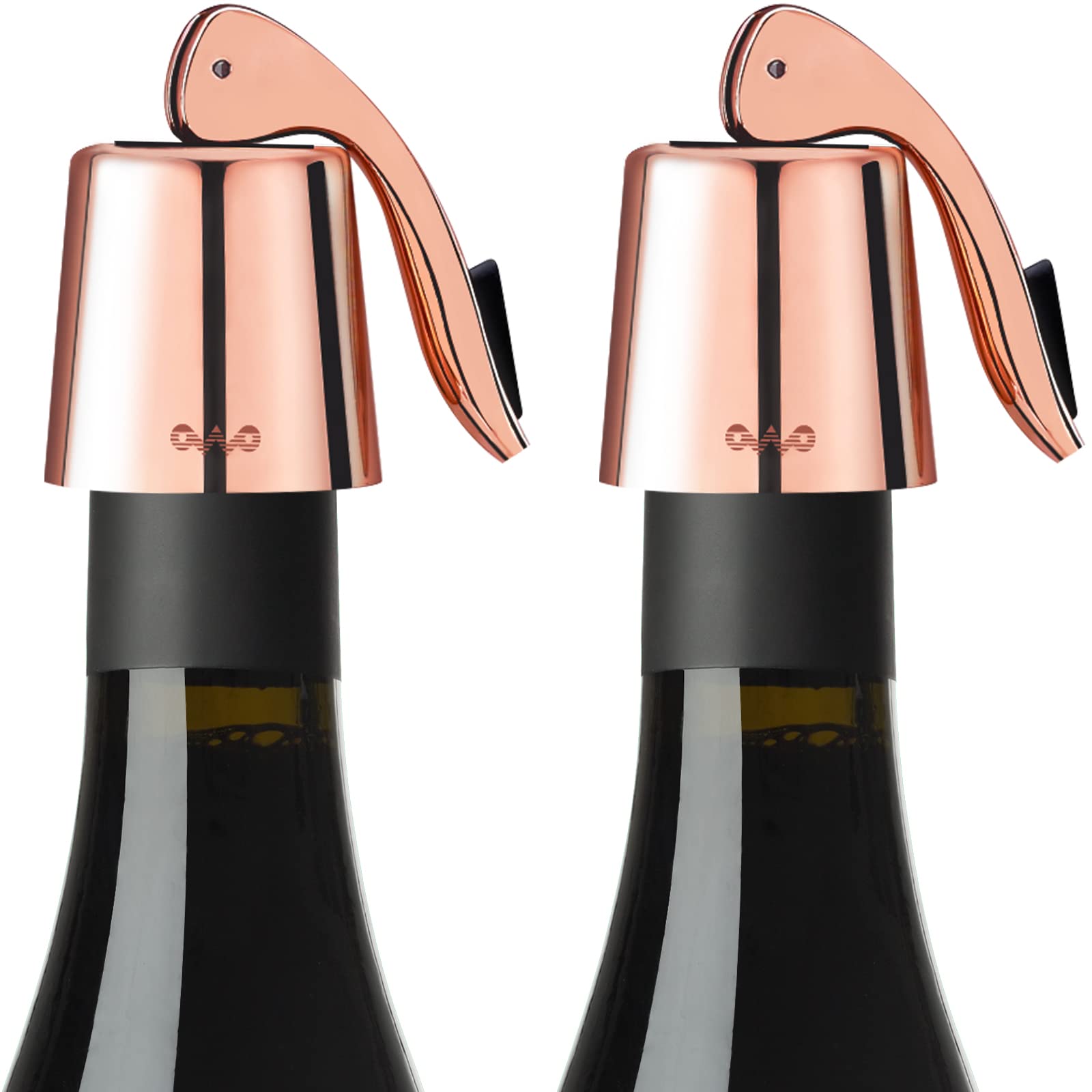 Premium Stainless Steel Wine Bottle Stopper with Silicone Seal - Reusable Wine Saver for Champagne, Sparkling Wine & Red Wine - Airtight Freshness Keeper (Rose Gold, 2 Pack) - Perfect for Parties, Gifts & Home Bars