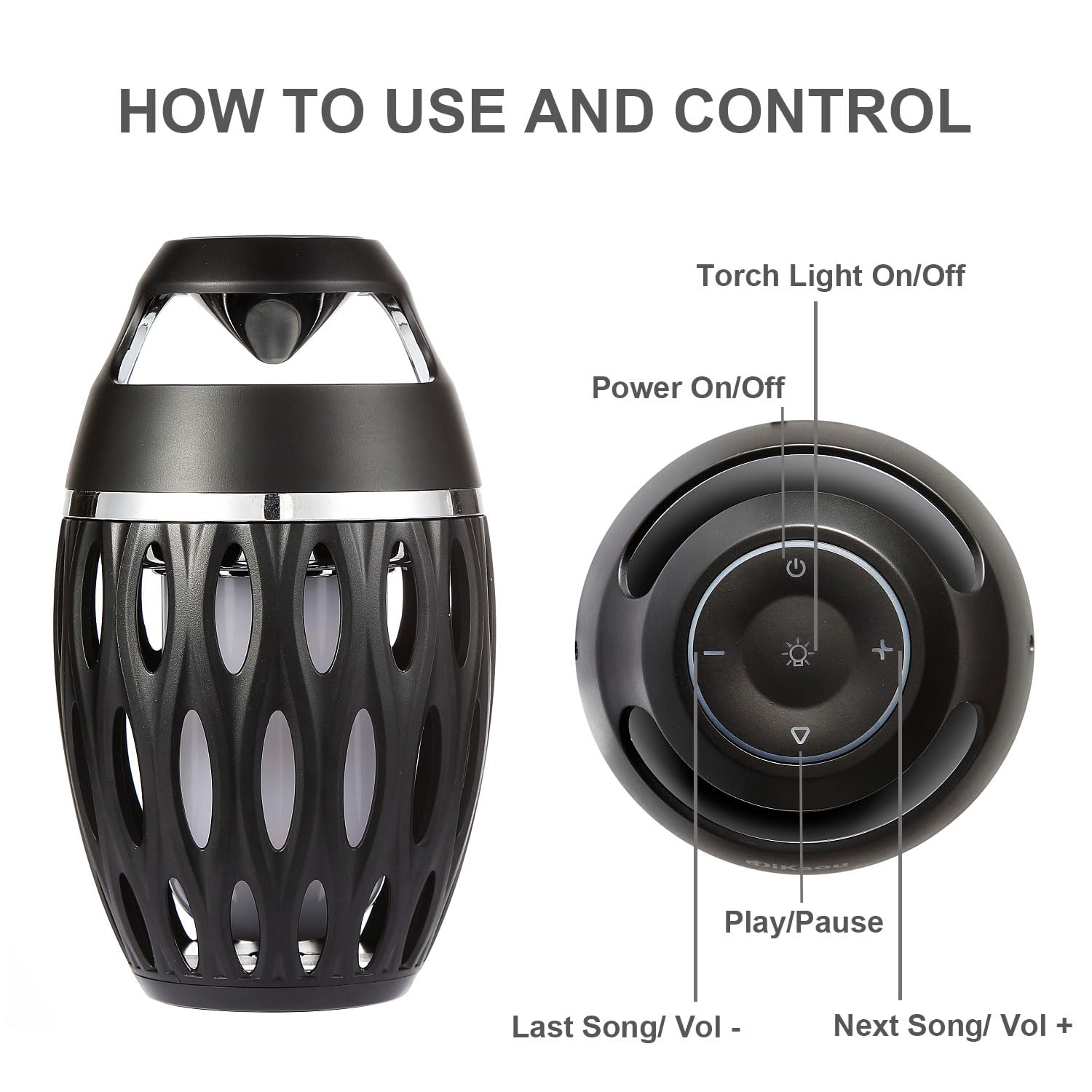 **Portable Outdoor Bluetooth Speaker with LED Tiki Torch - Wireless Waterproof Speaker for Garden, Patio, Camping & Beach - Perfect Gift for Men, Women, Dad, Mom - Birthday, Father's Day & Holiday Present**
