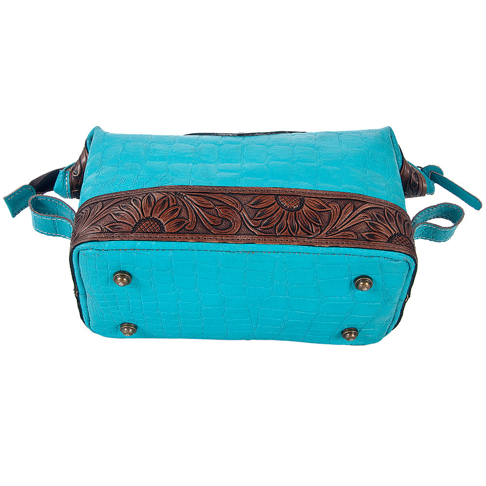 ADBG361A Genuine Leather Women's Western Handbag - American Darling Hand-Tooled Purse for Cowgirl Style, Rodeo Events & Country Fashion Accessories