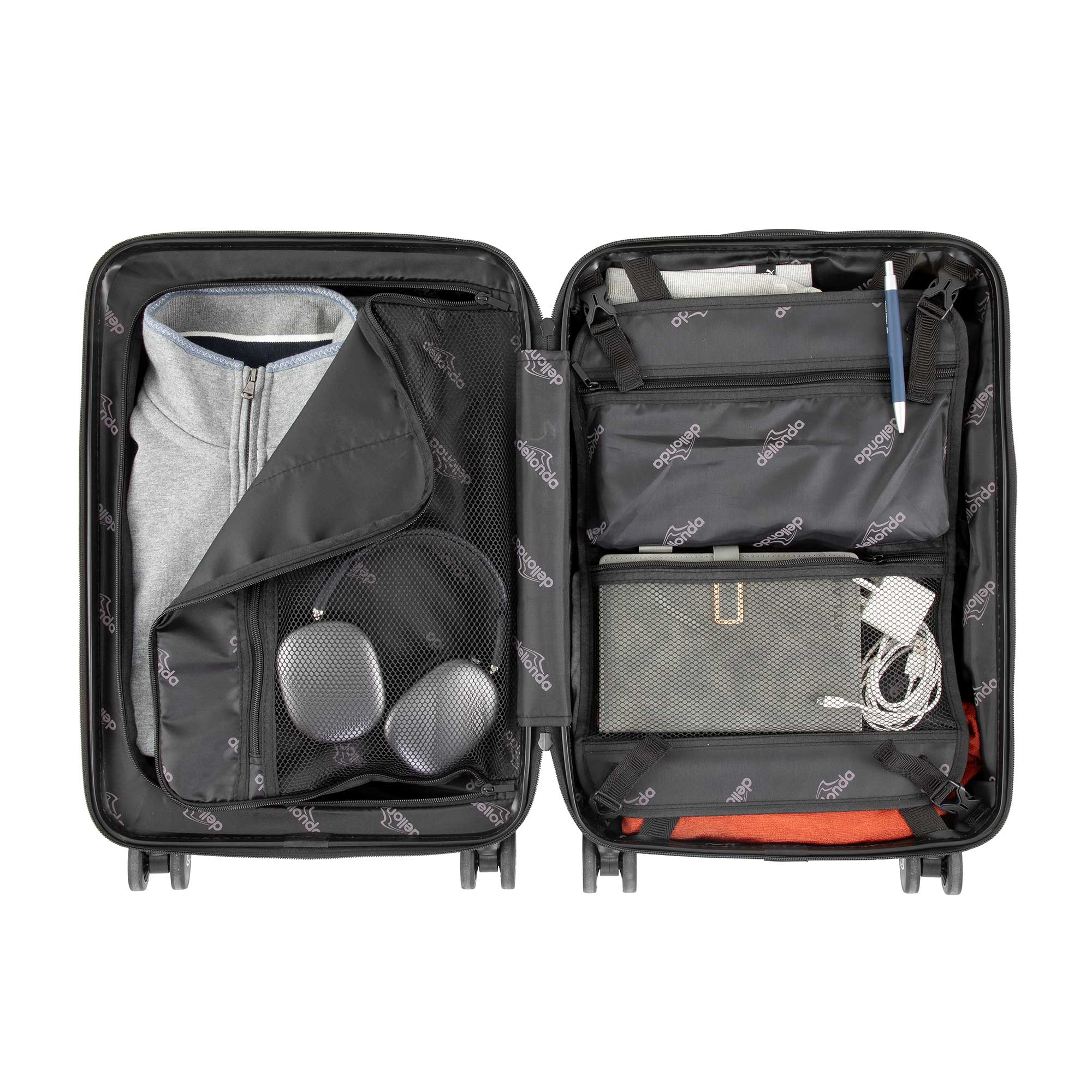Dellonda 20-Inch Carry-On Luggage with Laptop Compartment, TSA Approved Dual Locks, USB Charging Port & 360° Spinner Wheels - Perfect for Business Travel & Weekend Getaways (Model DL157)