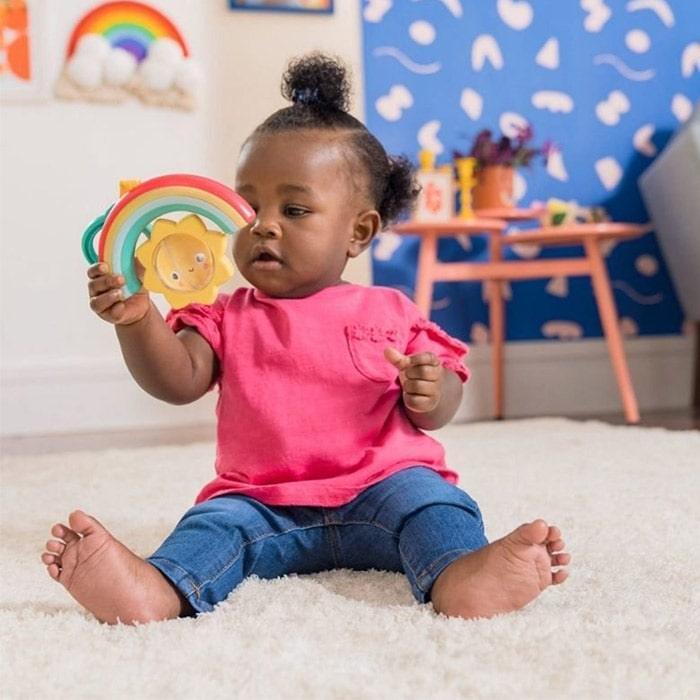 Bright Starts Sun Shaker - Interactive Light Up Baby Toy with Rattle Sounds | Sensory Developmental Toy for Infants & Toddlers | Perfect for Playtime, Tummy Time & Early Learning
