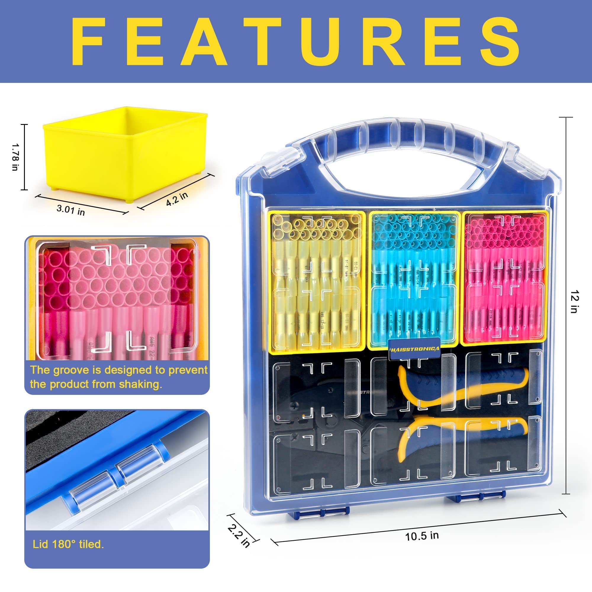 Haisstronica 330PCS Heat Shrink Butt Connectors Set + 260PCS Heat Shrink Wire Connectors Kit - Waterproof Electrical Wire Terminals for Automotive, Marine, and DIY Projects
