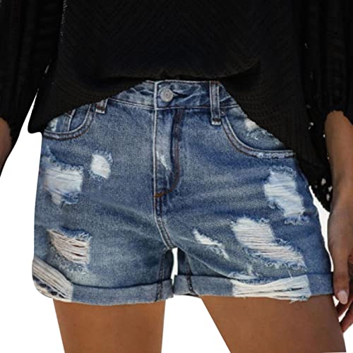 Women's High Waist Sexy Denim Shorts - Summer Slim Fit Ripped Jeans Shorts with Pockets | Perfect for Beach, Casual Outfits & Night Out