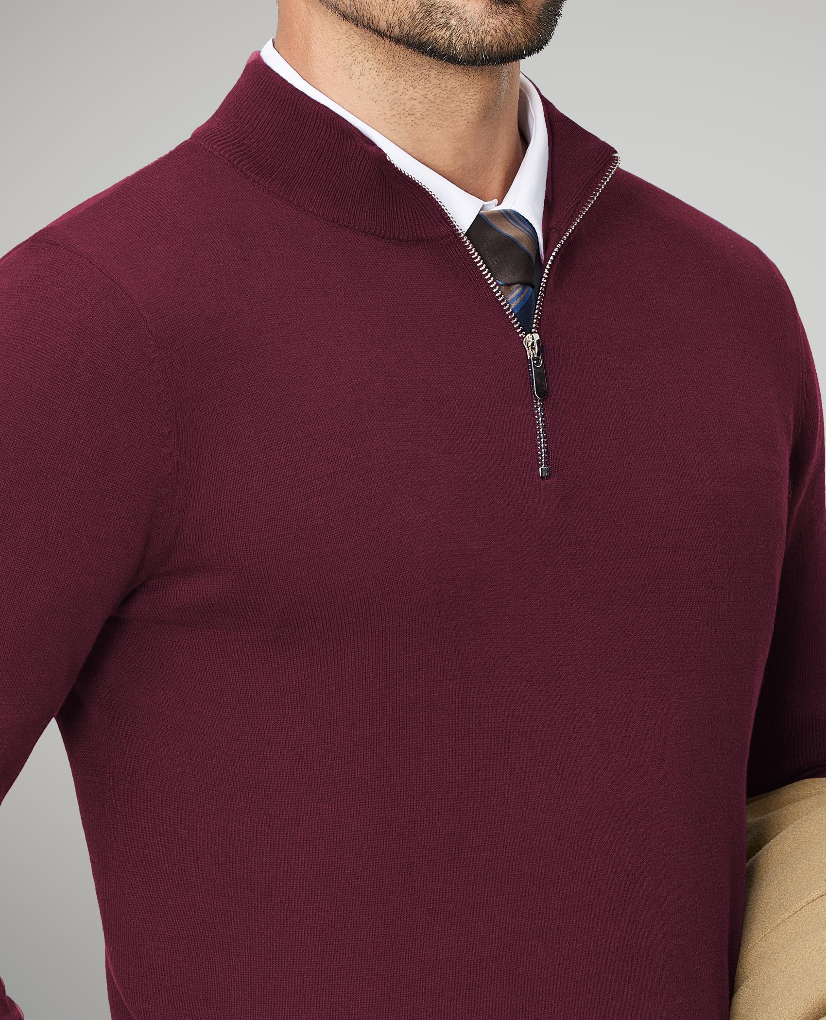 Men's Lightweight Cotton Quarter Zip Pullover Sweater - Soft Mock Neck Long Sleeve Casual Knit Top for Fall & Winter | Perfect for Office, Travel and Outdoor Activities