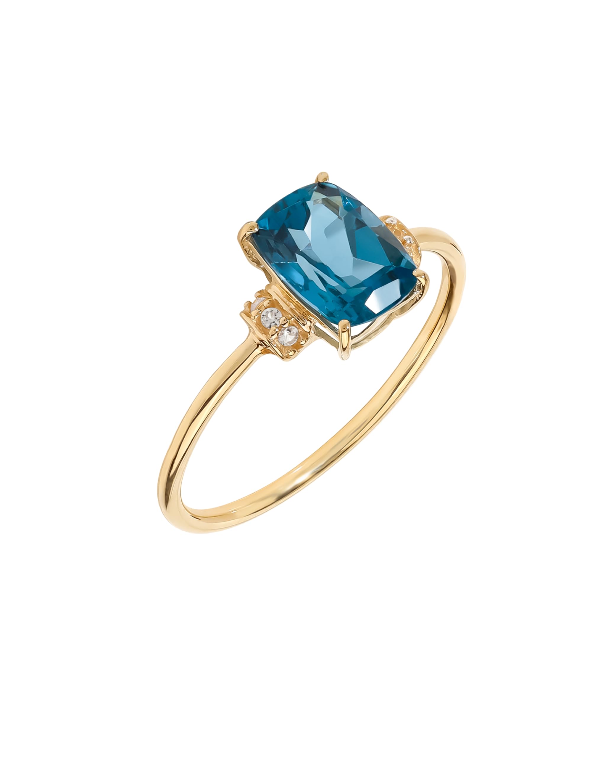 14K Yellow Gold Moonstone & London Blue Topaz Ring for Women - Elegant Promise Ring, Wedding & Anniversary Gift, Birthday Present | Perfect for Engagements, Romantic Surprises & Special Occasions