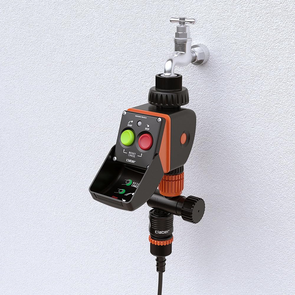 Claber 90763 Automatic Water Timer Kit - 20 Zone Irrigation System for Garden, Lawn & Plants | Easy Installation & Efficient Watering Solution