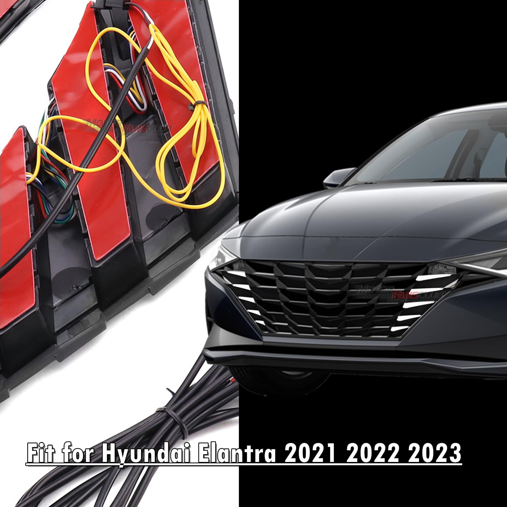 MotorFansClub 3 Colors LED Daytime Running Lights for Hyundai Elantra 2021-2023 - DRL & Turn Signal Compatible with 1.5L Engine - Enhance Visibility & Style for Day & Night Driving