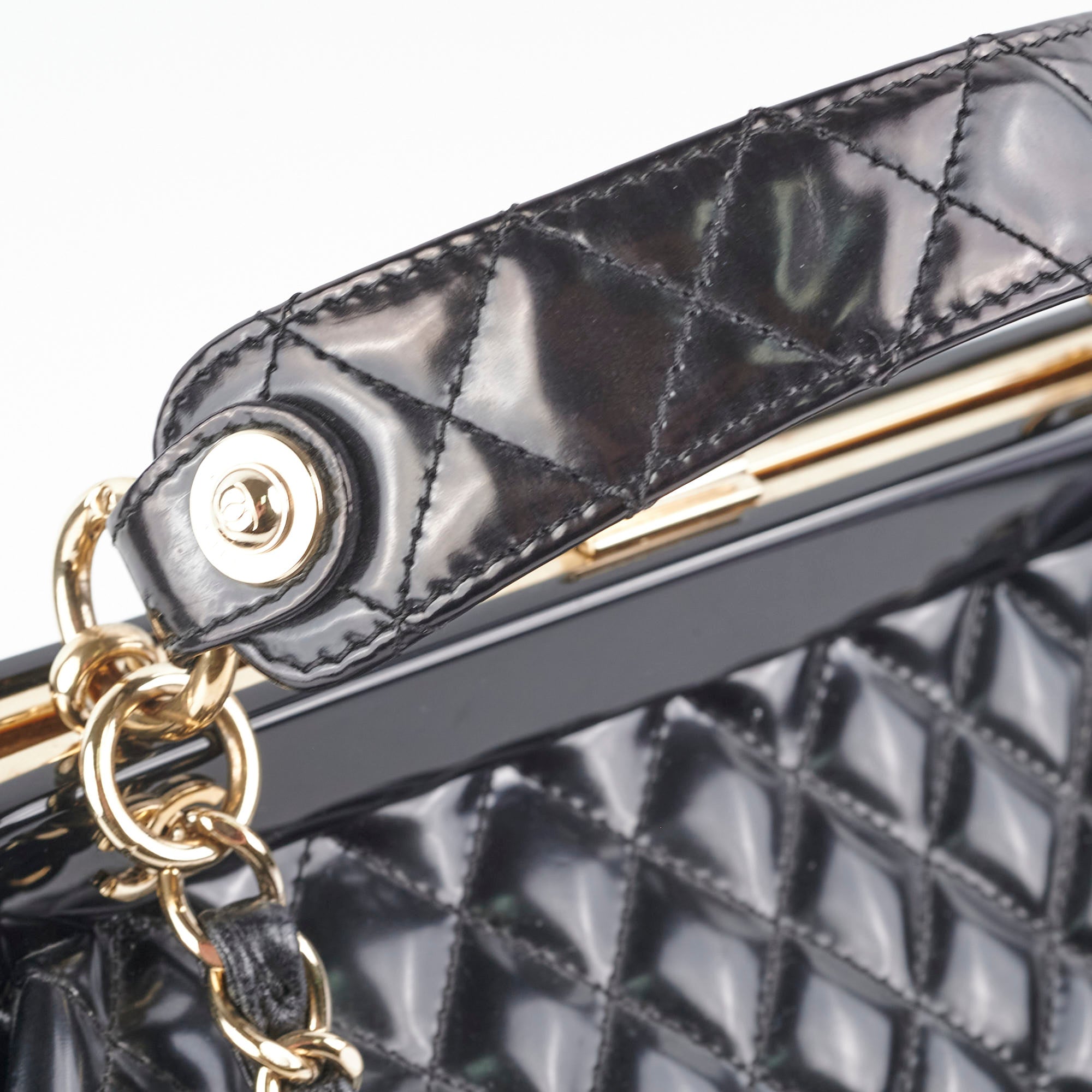 Chanel Mademoiselle Frame Patent Leather Handbag - Black Luxury Shoulder Bag for Women | Perfect for Evening Parties, Date Nights & Special Occasions