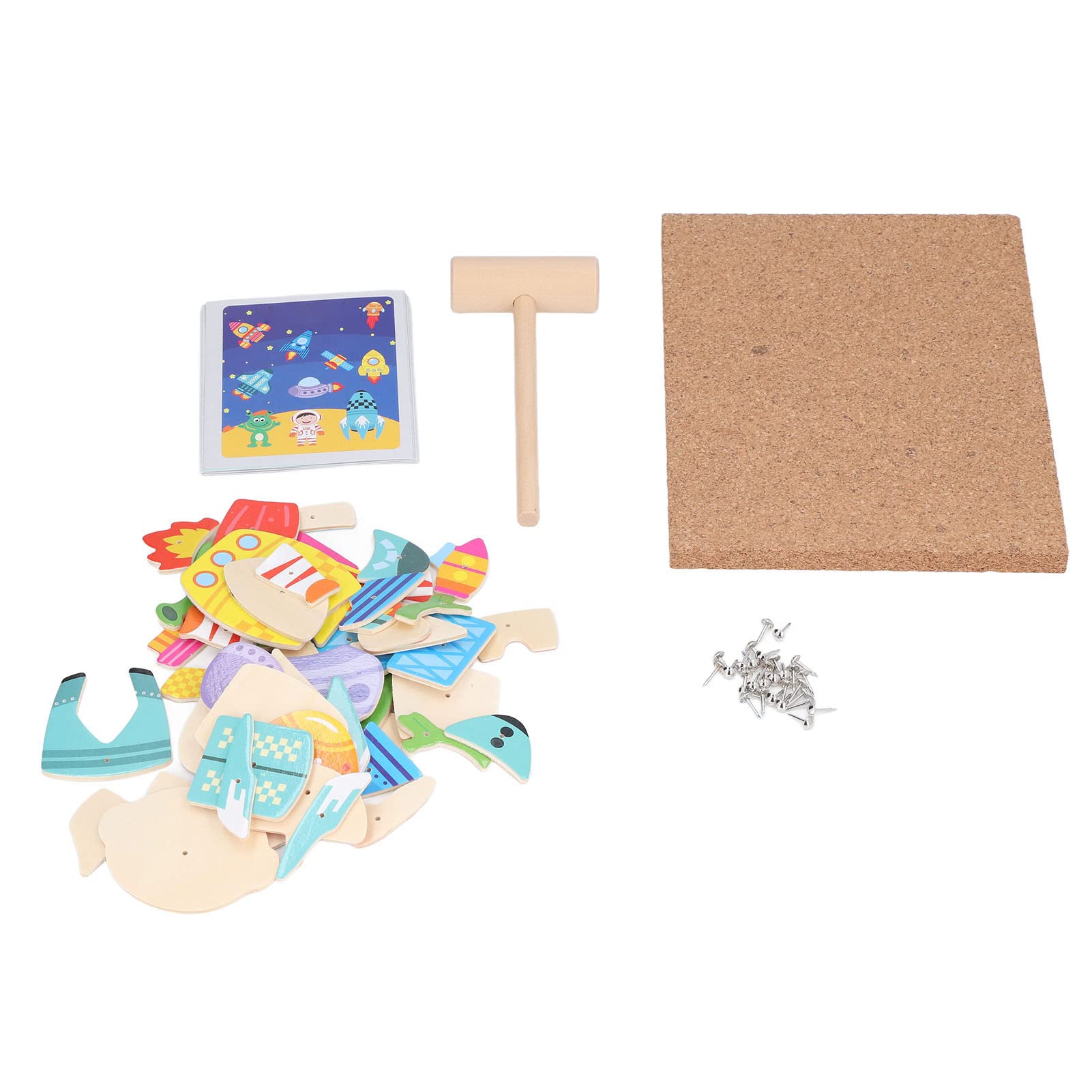 Thumbtack Puzzle Toys - Wooden Educational Toys for Parent-Child Interaction, Hammering & Knocking Puzzle with Nails - Perfect for Home Learning & Montessori Activities