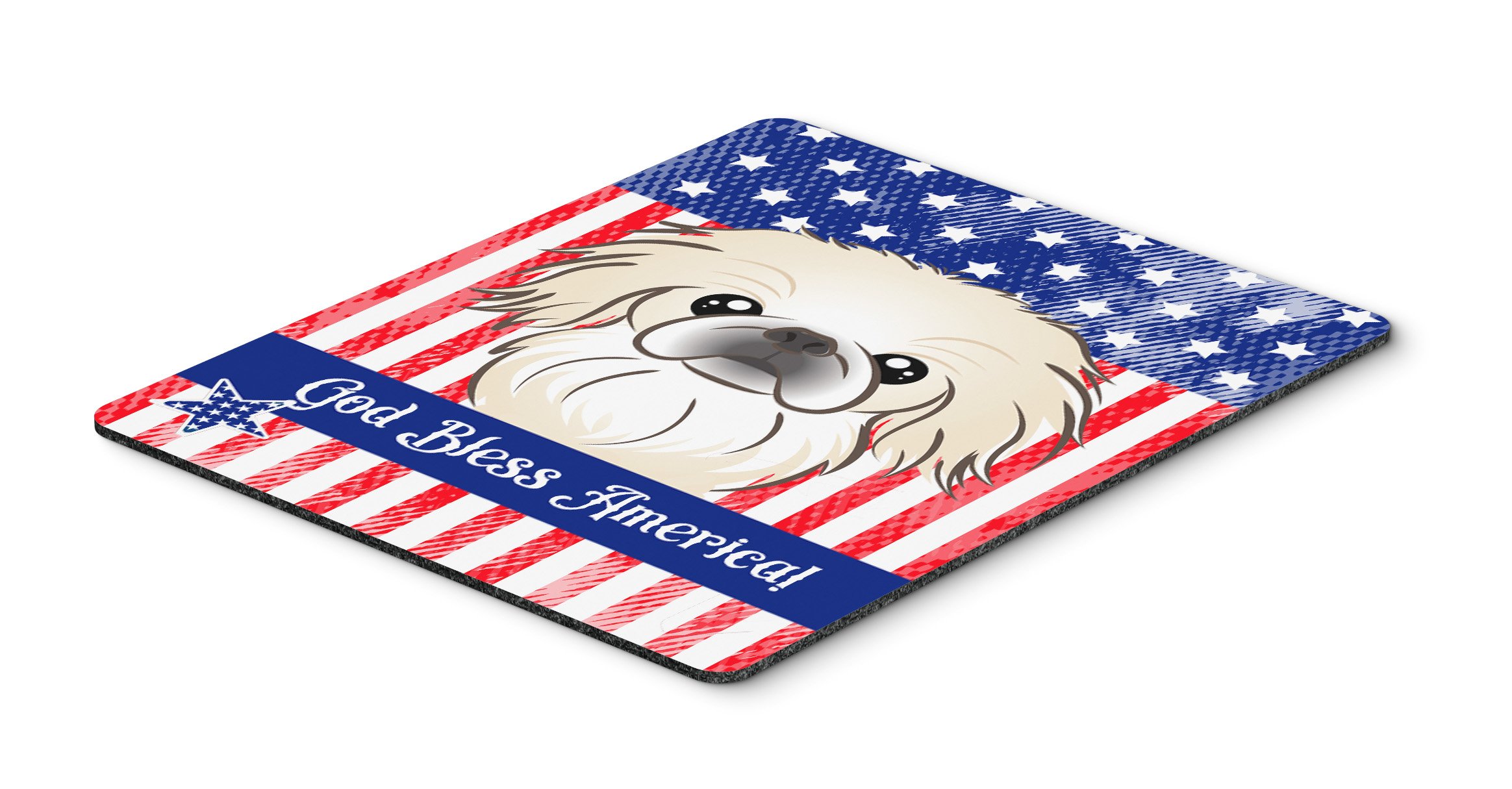 American Flag & Pekingese Mouse Pad - Washable Large Mouse Mat for Home Office, Gaming, Computer & Laptop - Hot Pad & Trivet for Kitchen Use - Caroline's Treasures BB2151MP