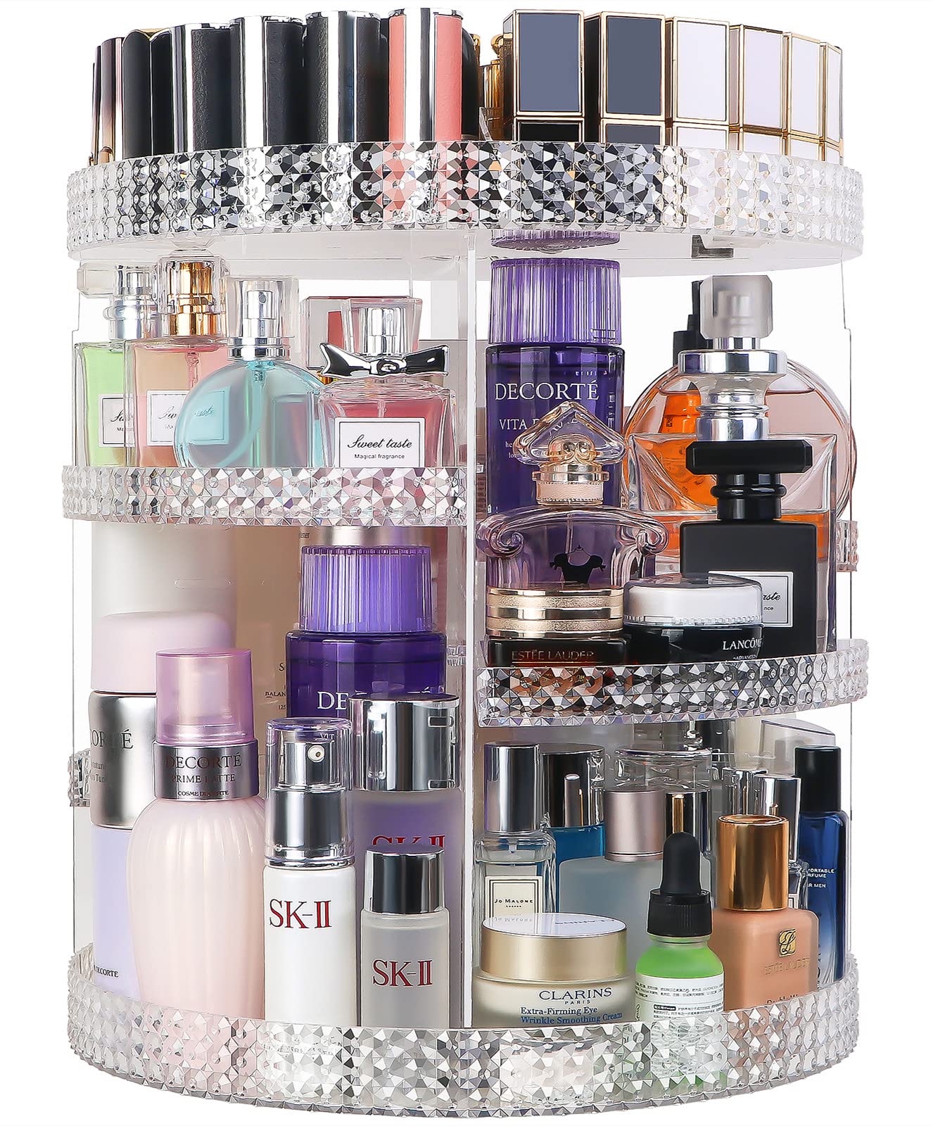 360 Degree Rotating Makeup Organizer with 7 Removable Layers - Extra Large Capacity Cosmetic & Perfume Storage - Clear Vanity Display Case for Bathroom, Bedroom & Dressing Table Organization