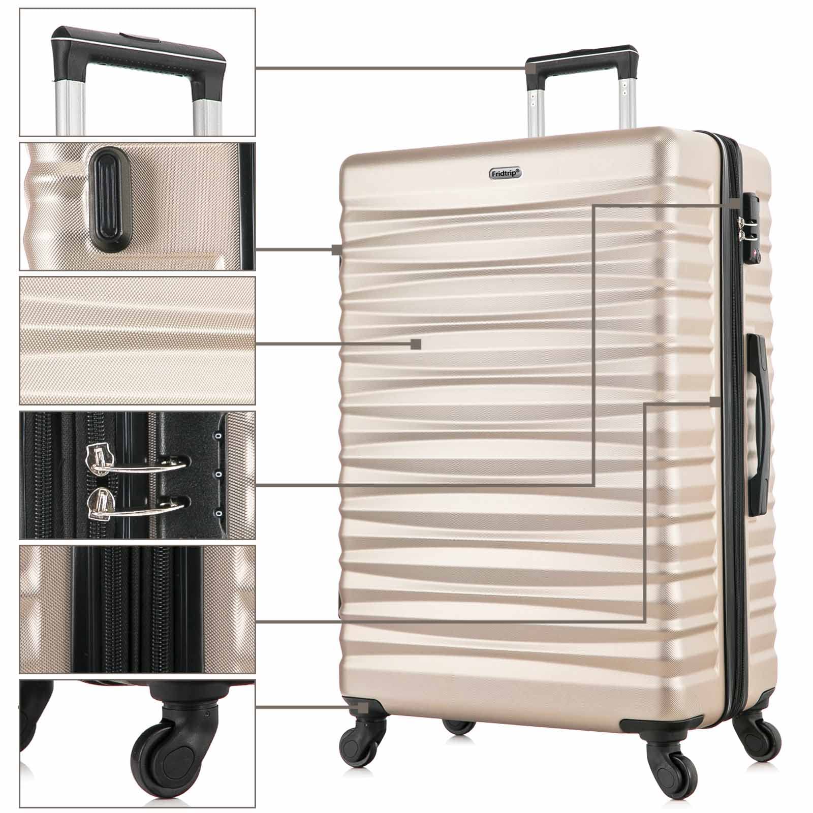 Apelila 4-Piece Hardshell Luggage Set with TSA Lock - Expandable ABS Durable Suitcase for Travel, Spinner Wheels, Champagne Gold | Perfect for Family Vacations, Business Trips & International Travel