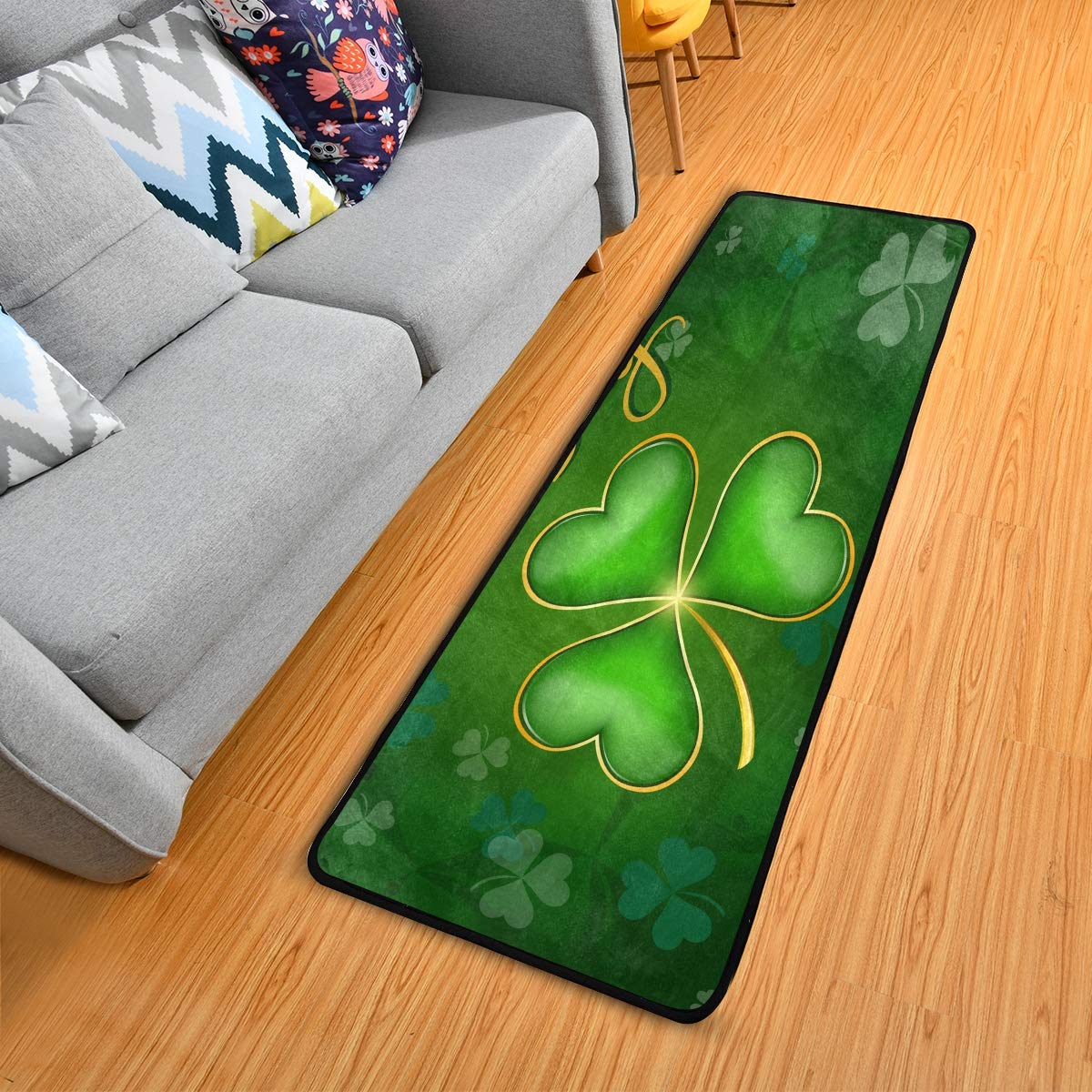 Clovers St. Patrick's Day Non-Slip Kitchen Rugs - Soft Washable Doormats & Bathroom Carpets - 72