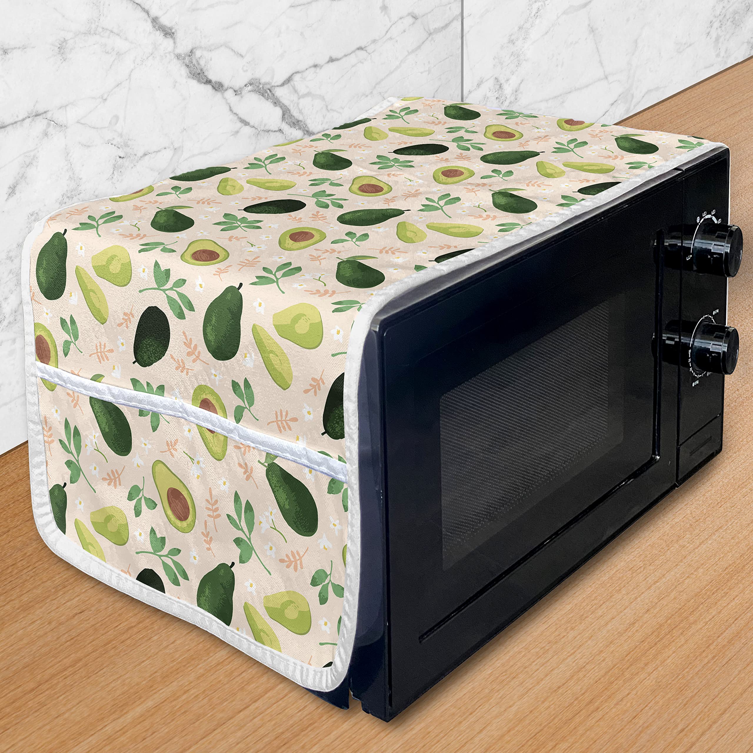 Ambesonne Avocado Microwave Cover - Waterproof Kitchen Organizer with Pockets, 36