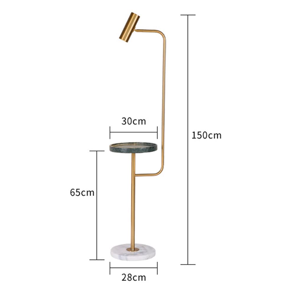 Modern Farmhouse Floor Lamp with End Table & Adjustable LED Light - Marble Shelf Standing Lamp for Living Room, Bedroom, Reading Nook | Cozy Home Lighting & Study Corner Decor