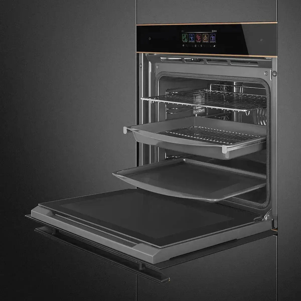 Smeg 60cm Dolce Stil Novo Pyrolytic Steam Oven in Black - Premium Built-in Oven for Modern Kitchens | Perfect for Baking, Roasting & Healthy Steam Cooking