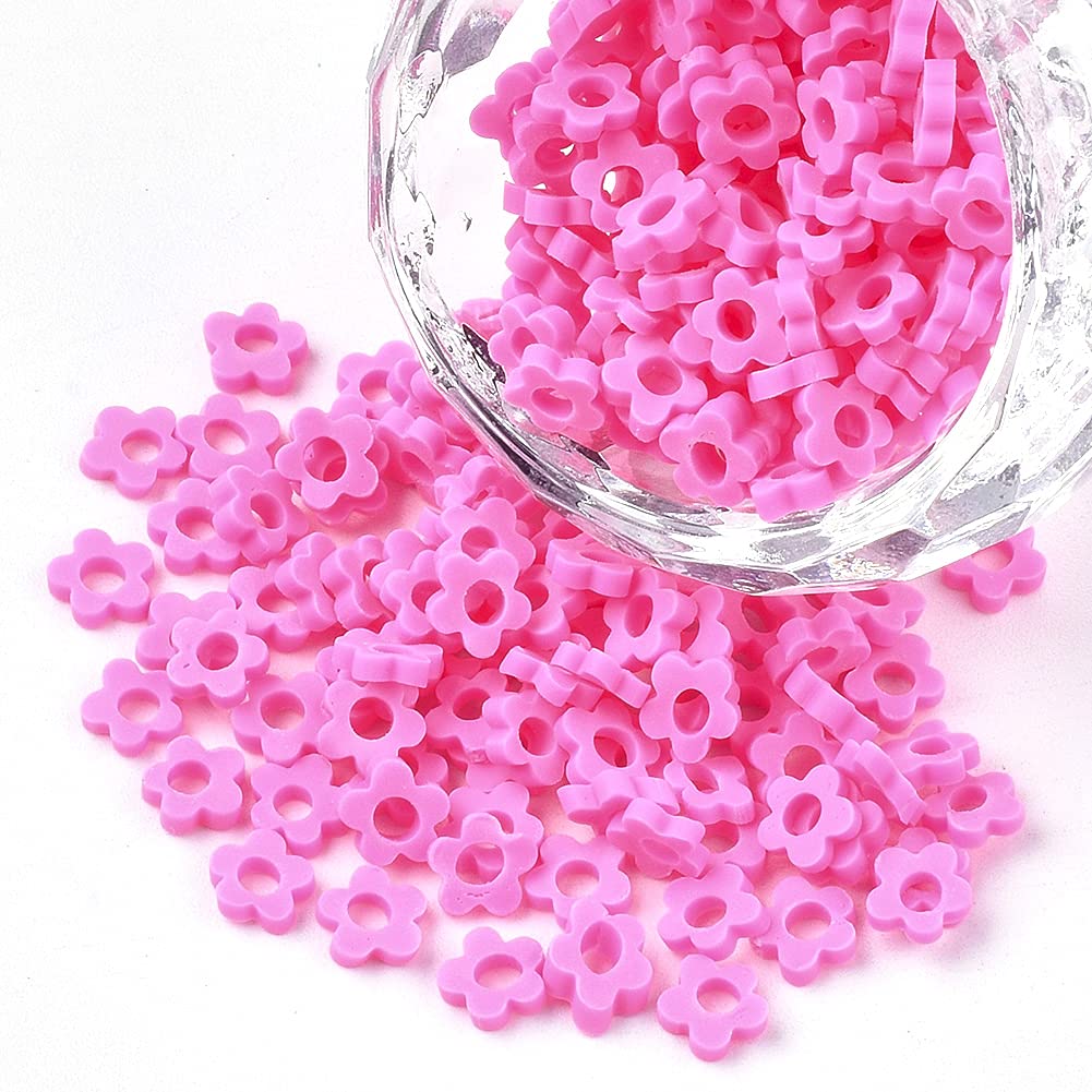 2777Pcs Hot Pink Polymer Clay Beads - Flat Flower Slime Beads & Charms for DIY Necklace Bracelet Jewelry Making - Perfect for Crafts, DIY Projects & Gift Making (Kids & Adults)