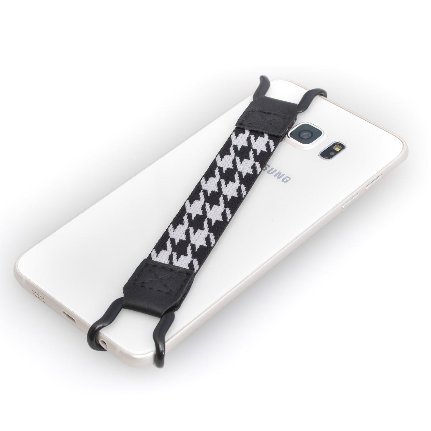 TFY Security Anti-Slip Phone Hand Strap for iPhone 16 Pro Max, 15 Plus, 14, 13, 12 Pro, 11, XS/XR/X, 8 Plus, SE | Samsung Galaxy S24 | Huawei Mate 60 Pro | Universal Smartphone Grip (Black/White) - Perfect for Gym, Hiking, Travel & Outdoor Activities