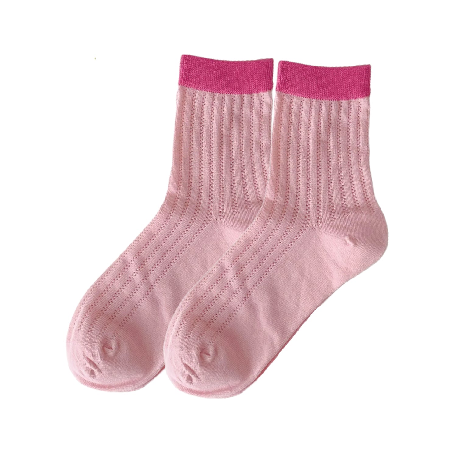 FLOOF Two-Tone Bubblegum Socks - Soft & Stylish Cotton Crew Socks for Women & Teens - Perfect for Casual Wear, Gym, or Lounge