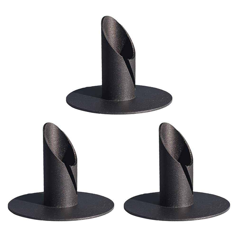 YANMAN 3-Piece Iron Pillar Candle Holders Set - Vintage Taper & Tealight Candle Stands for Wedding Centerpieces, Home Decor & Gift Ideas (Black) | Perfect for Dining Tables, Fireplace Mantels & Romantic Ambiance