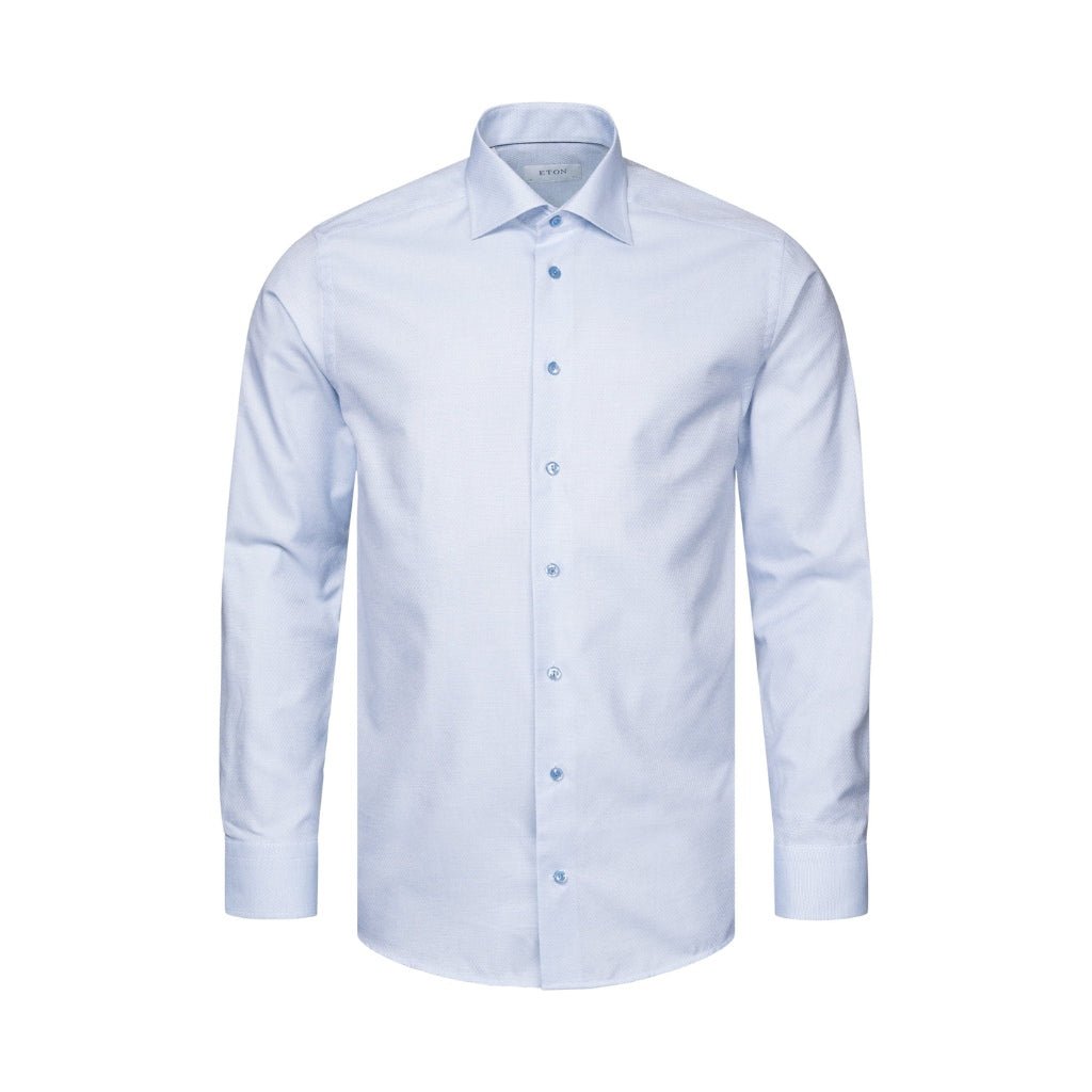 ETON Men's Semi-Solid Dobby Dress Shirt - Single Cuff, Contemporary Fit, Light Blue | Formal & Business Attire for Office & Special Occasions