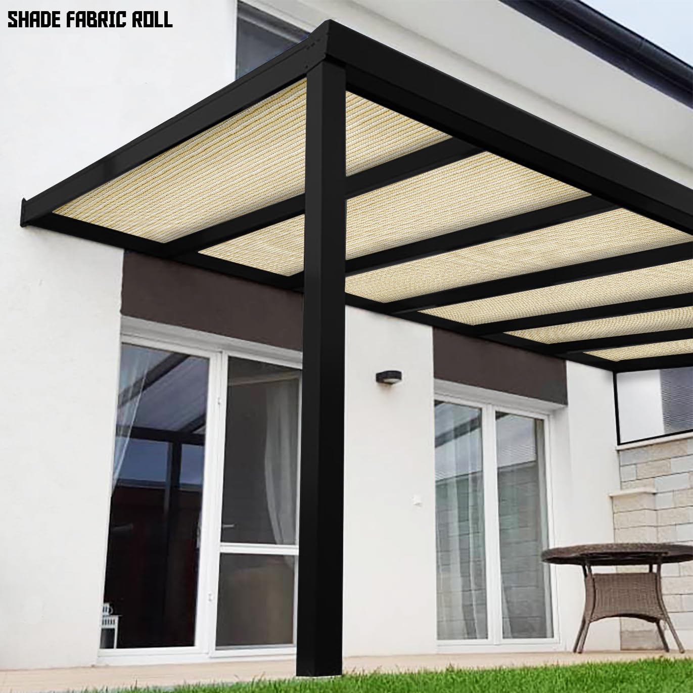 Premium 8x51 Ft Beige Sunscreen Shade Fabric Roll - 95% UV Block Privacy Screen & Windscreen for Outdoor Use - Garden, Greenhouse, Barn, Patio Cover Mesh Cloth (No Grommets) - TANG Sunshades Depot