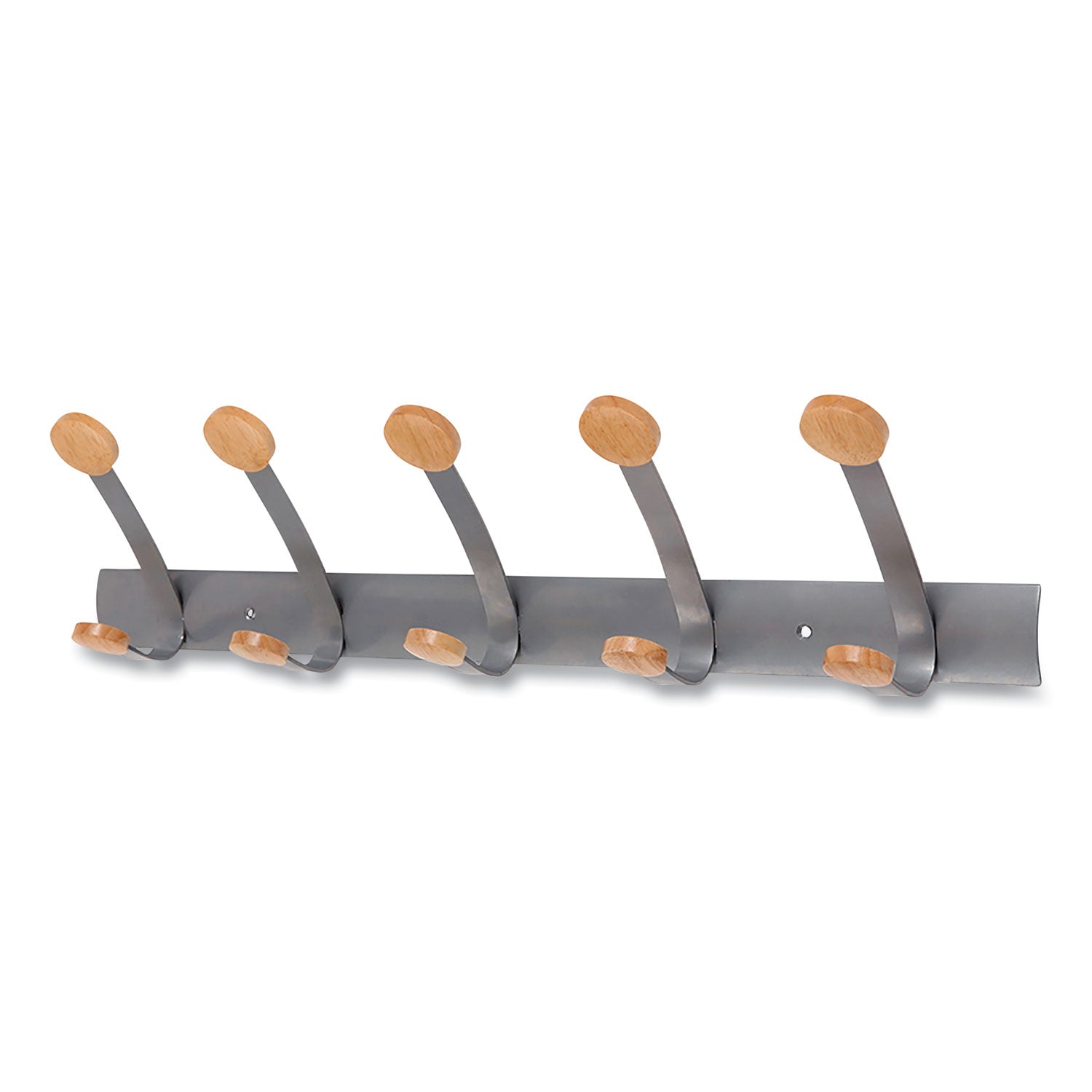 Alba™ Wooden Coat Hook - 5 Peg Wall Mounted Rack for Jackets & Hats - Brown/Silver Finish - 45 lb Weight Capacity - Perfect for Entryway, Mudroom & Bathroom Organization