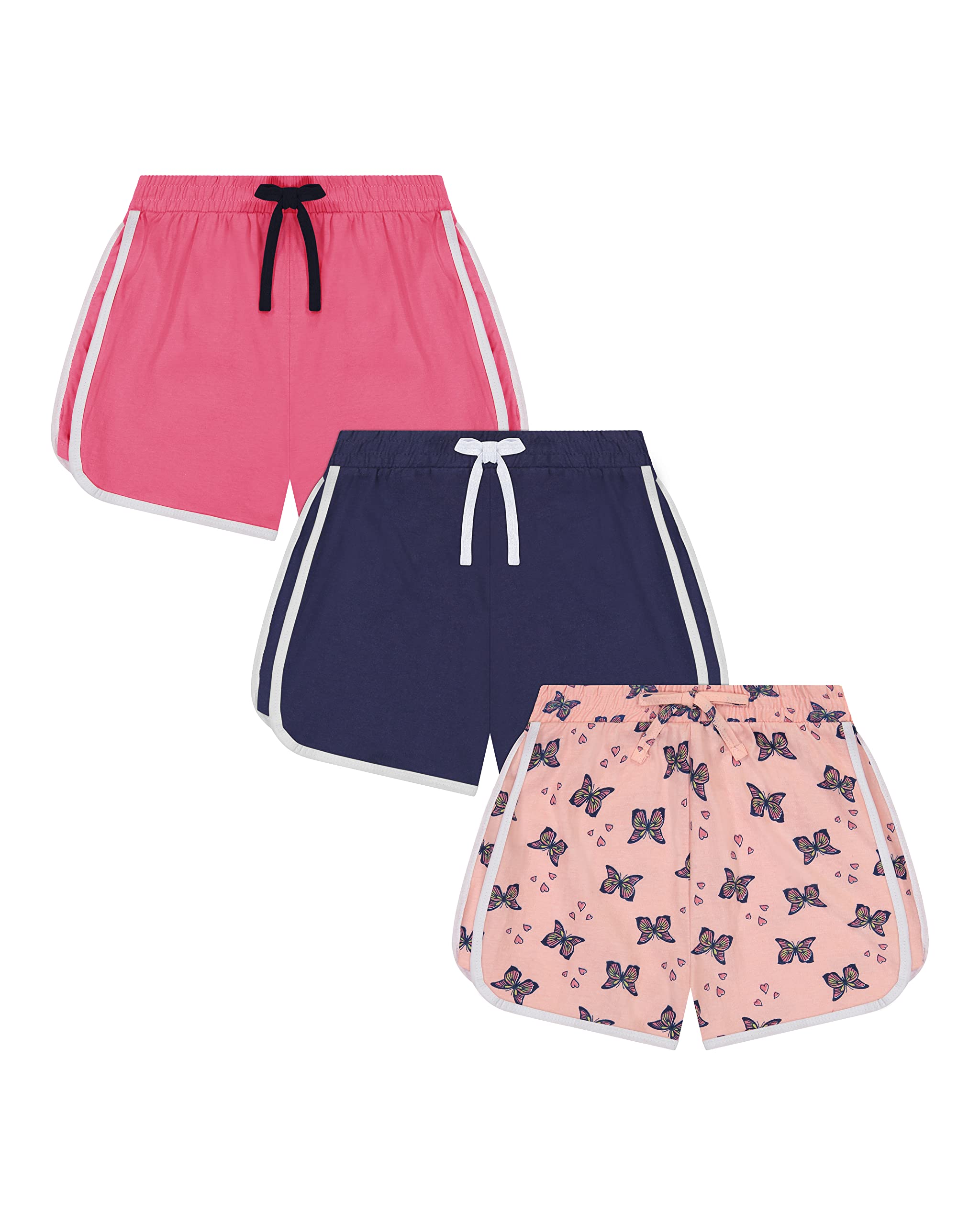 Pink Velvet Girls Athletic Running Shorts 3-Pack - Soft Cotton Workout Shorts for Girls - Comfortable Gym & Yoga Shorts for Running, Sports & Active Play