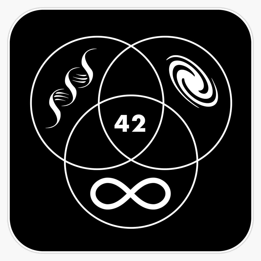 The Hitchhiker's Guide to The Galaxy 42 Vinyl Decal - 5 Inch Bumper Sticker for Cars, Laptops & Water Bottles - Funny Sci-Fi Fan Gift