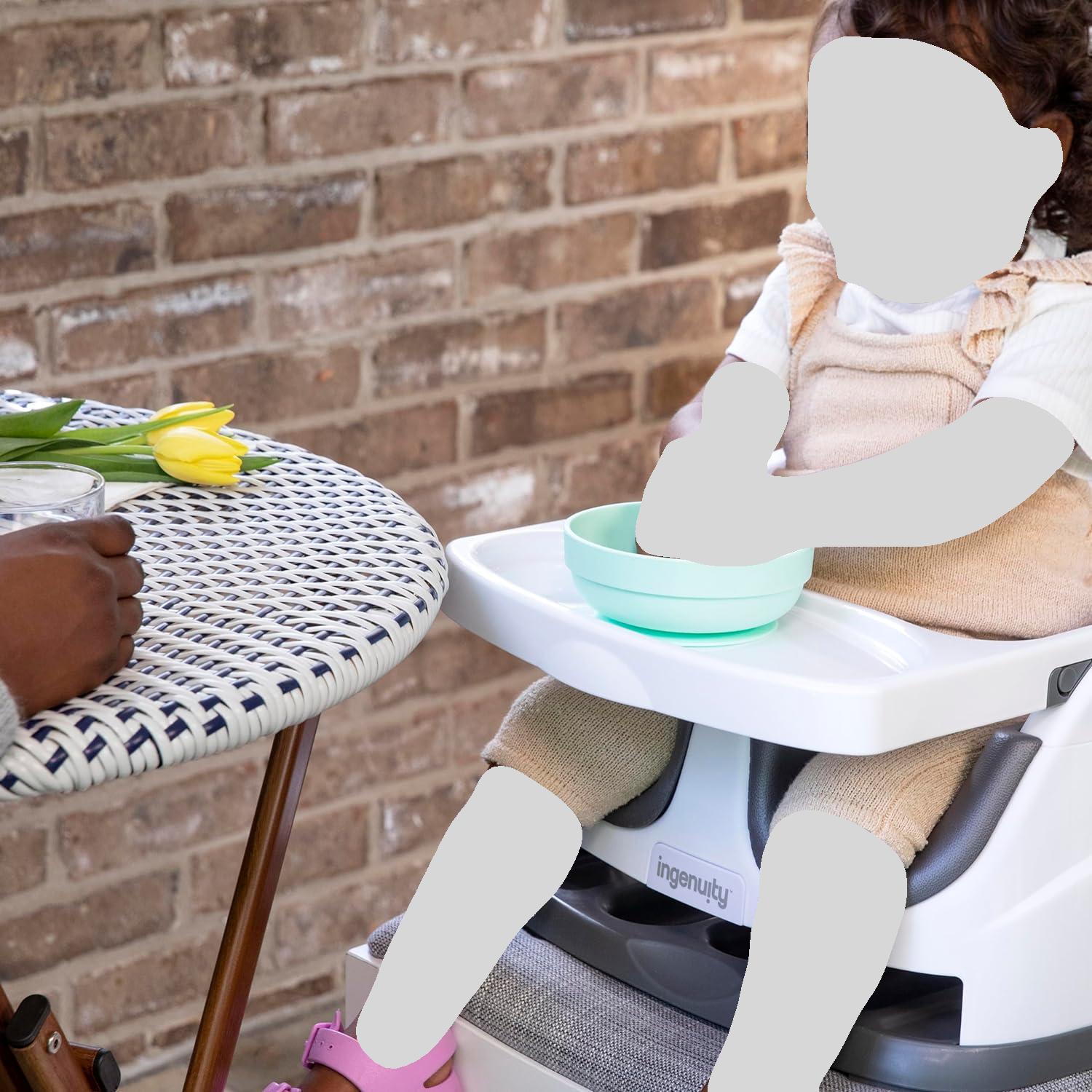 Ingenuity Baby Base 2-in-1 Booster Feeding Seat & Floor Chair with Self-Storing Tray - Portable High Chair for Infants & Toddlers - Perfect for Dining, Travel, and Home Use