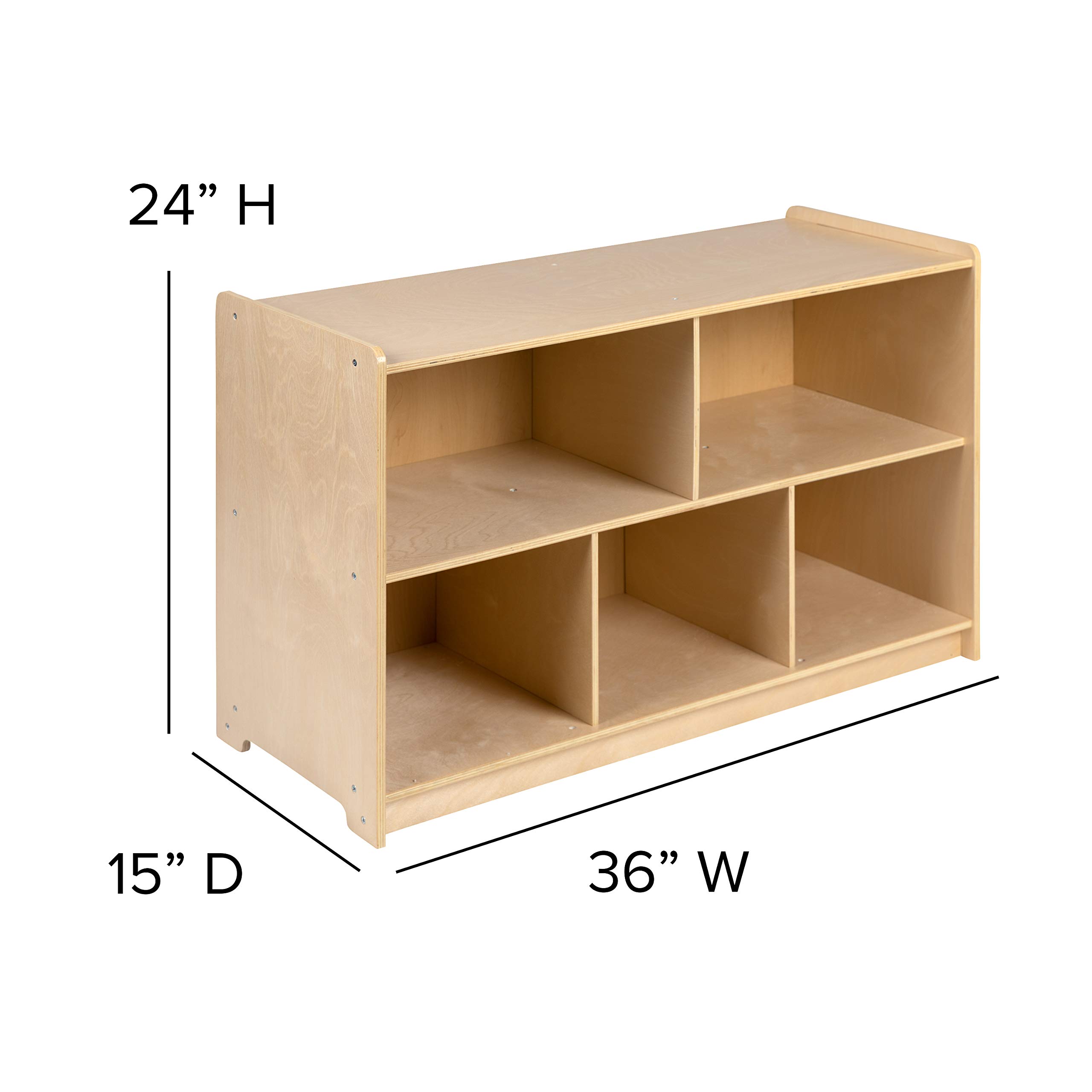 Wooden 5-Section Classroom Storage Cabinet for School, Office & Home - Safe, Kid-Friendly Design - 24