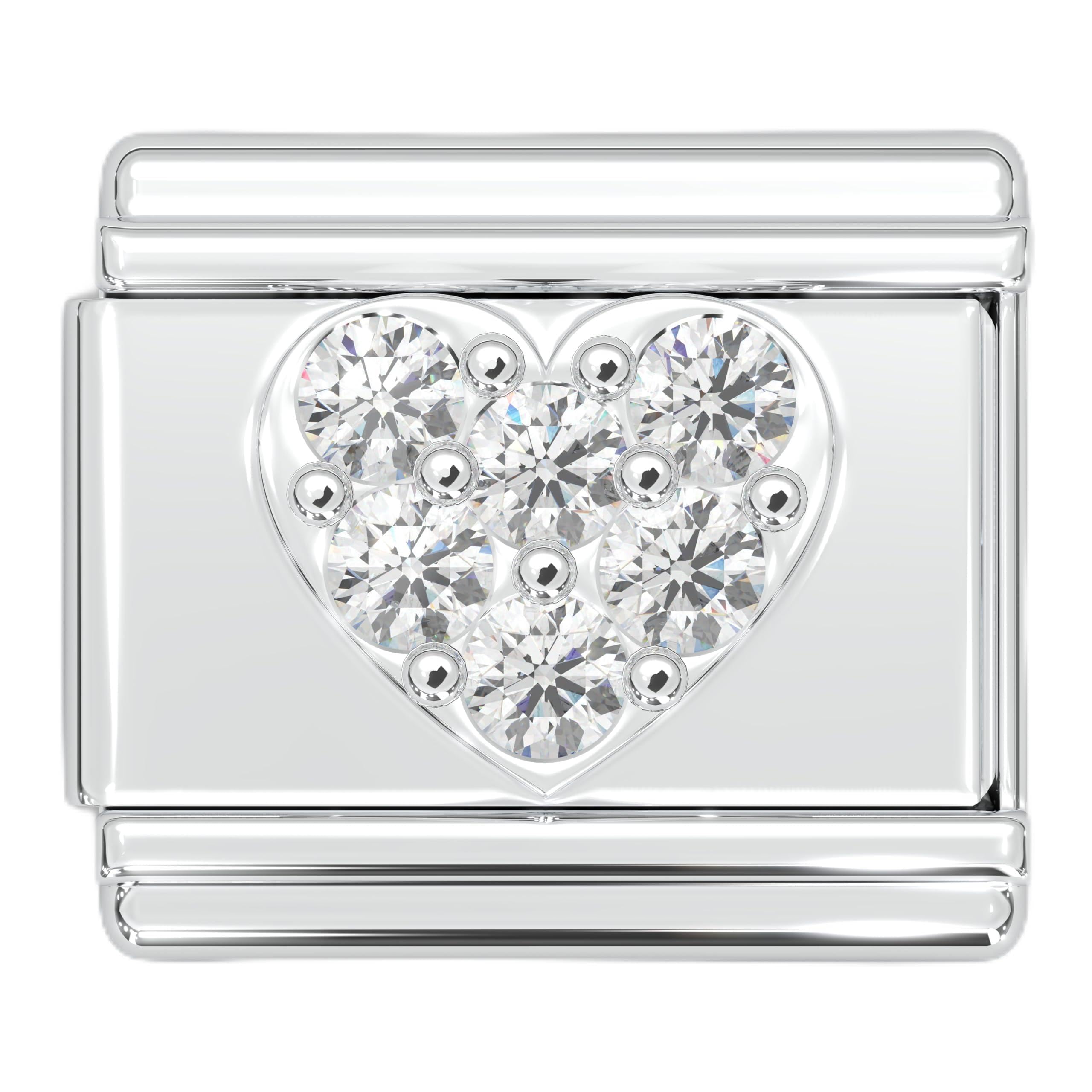 Italian Charm Bracelet Charms - 9mm Stainless Steel Heart Link Jewelry for Women | Nomination Style Bracelet Links | Perfect for Gifts, Parties & Everyday Wear