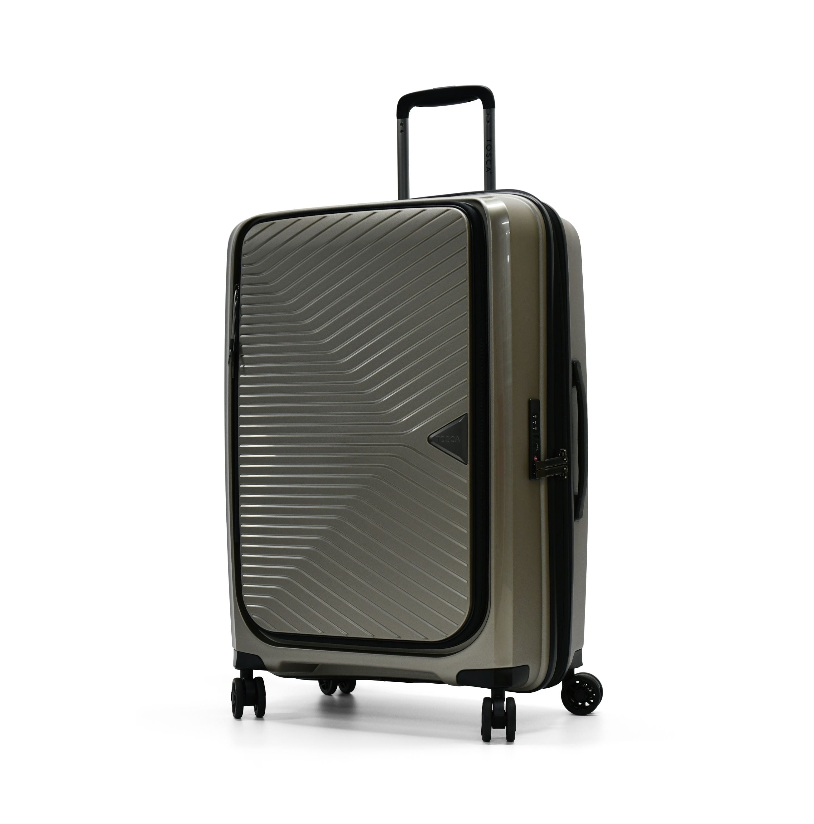Tosca Space X 25in Medium Dual Opening Suitcase in Champagne - Perfect for Travel, Business Trips & Weekend Getaways