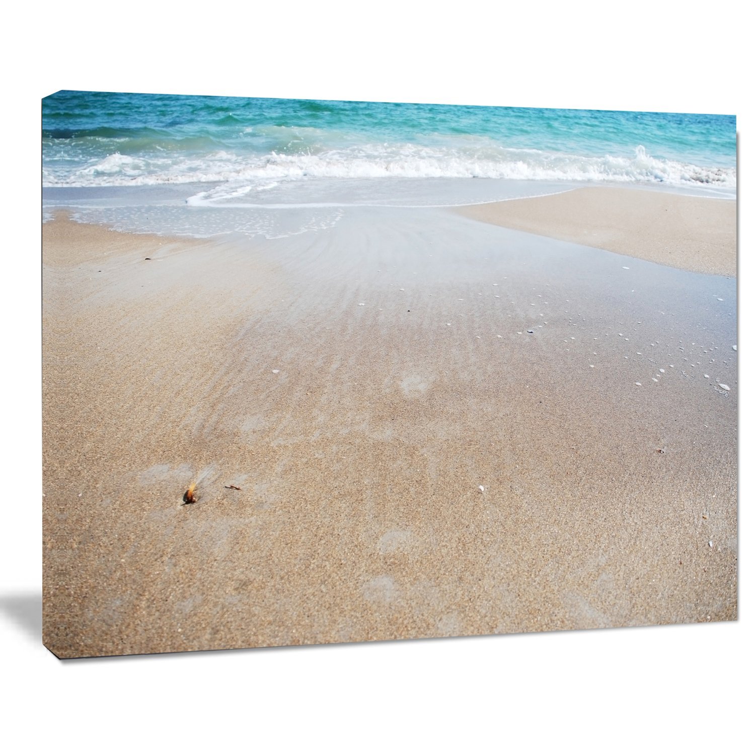 Modern Beach Canvas Art Print - Crystal Clear Sea Waves on Shore - Perfect for Coastal Home Decor, Living Room & Office Wall Art