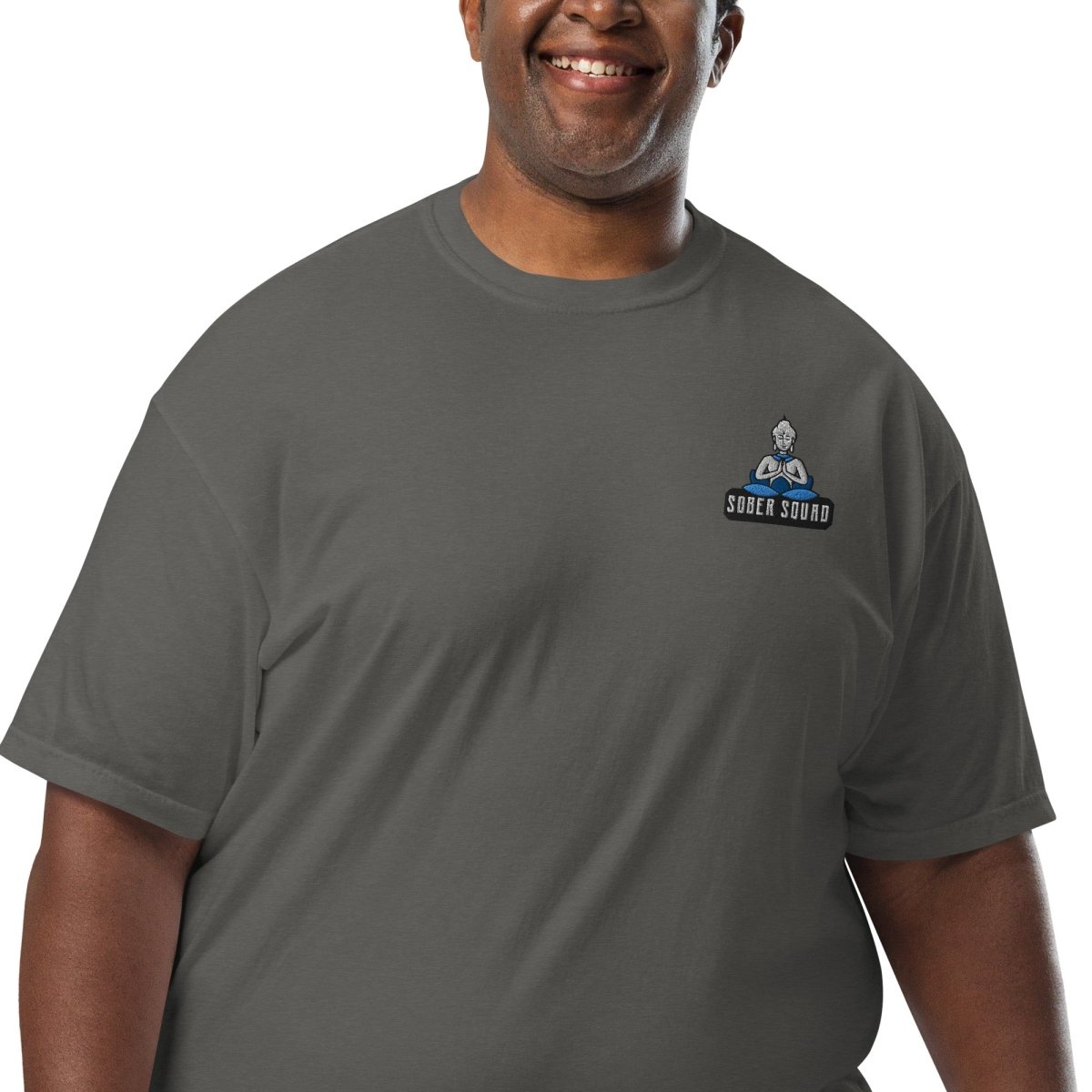 Sober Squad Embroidered Unisex Heavyweight Cotton T-Shirt - Comfortable Streetwear for Everyday Wear & Recovery Support