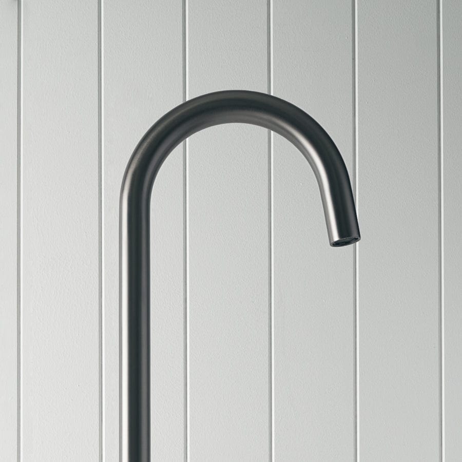 Freestanding Bath Spout in Gunmetal Finish - Modern Waterfall Faucet for Bathtub and Spa - Perfect for Luxury Bathrooms and Relaxing Soaks
