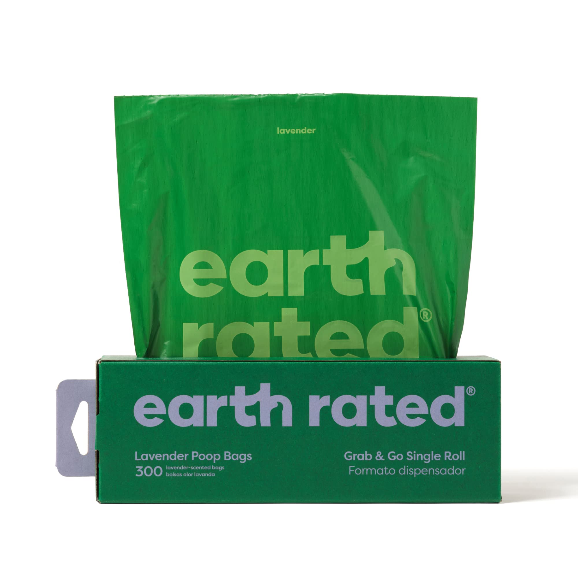 Earth Rated Dog Poop Bags - 300 Count Thick Leak-Proof Lavender Scented Waste Bags for Dogs | Durable & Eco-Friendly | Perfect for Backyard Cleanup, Walks & Travel